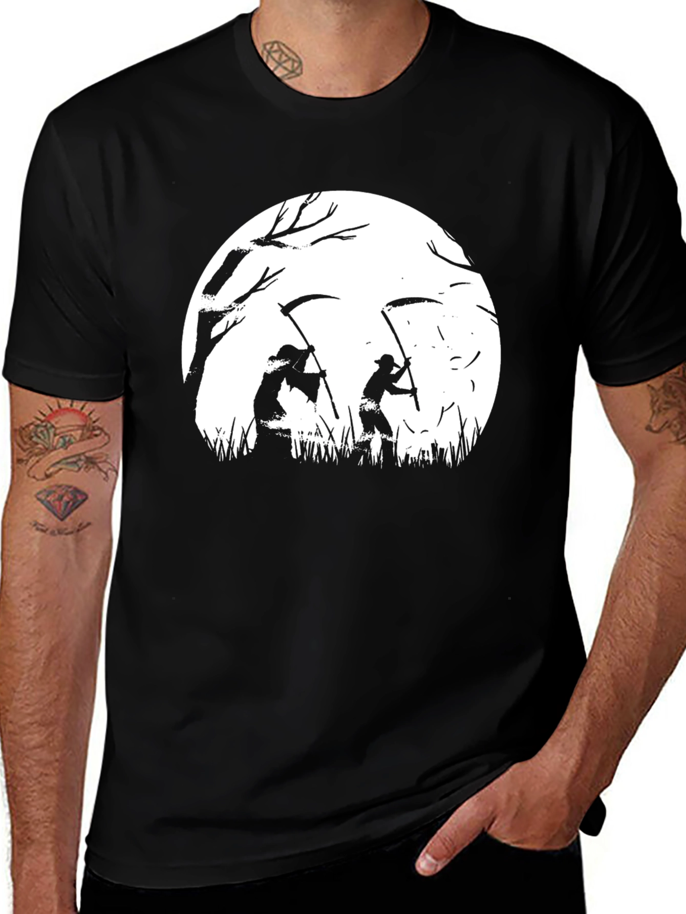 Grim Reaper Graphic Print Black T-Shirt