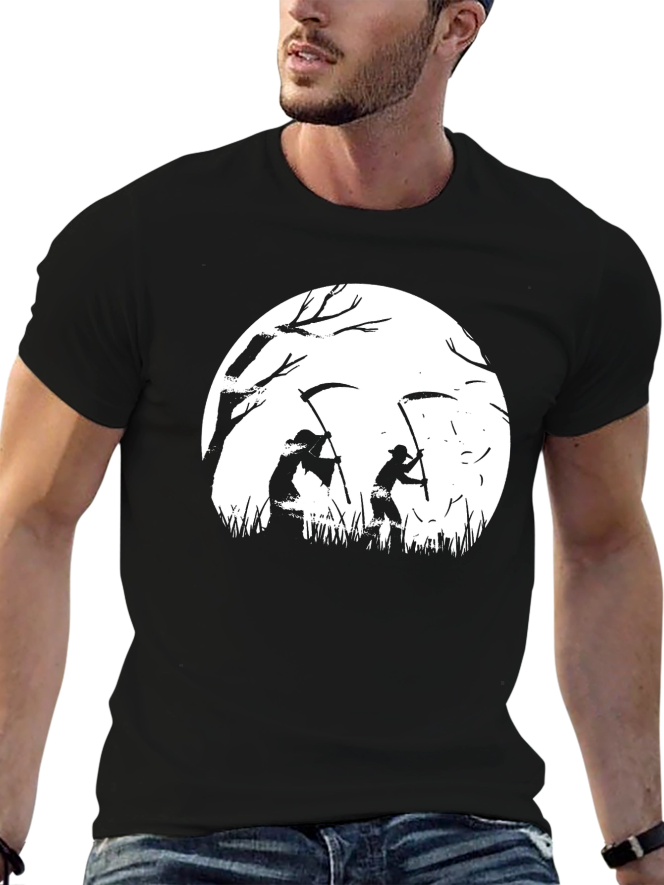 Grim Reaper Graphic Print Black T-Shirt