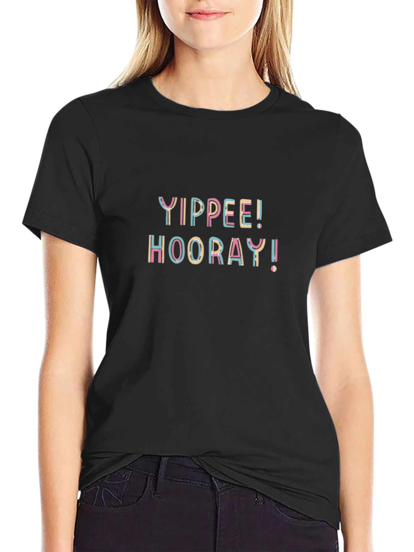 Yippee Hooray Black Graphic Tee