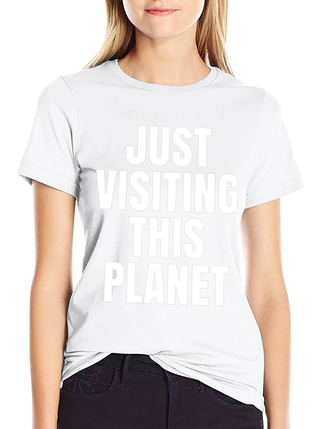 Just Visiting This Planet Graphic Tee - Black