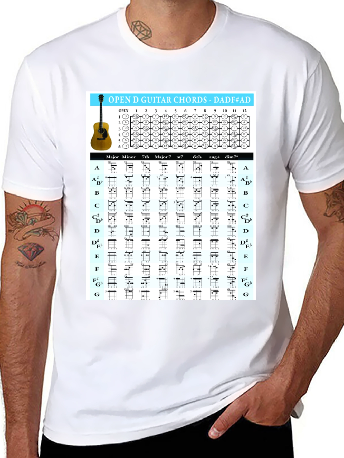 Open D Guitar Chords T-Shirt for Musicians