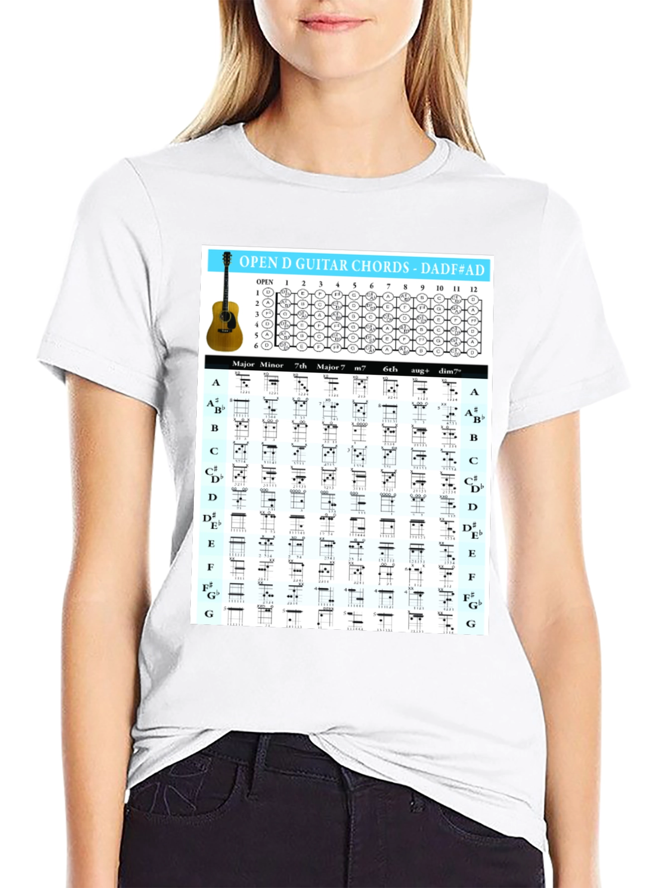 Open D Guitar Chords T-Shirt for Musicians