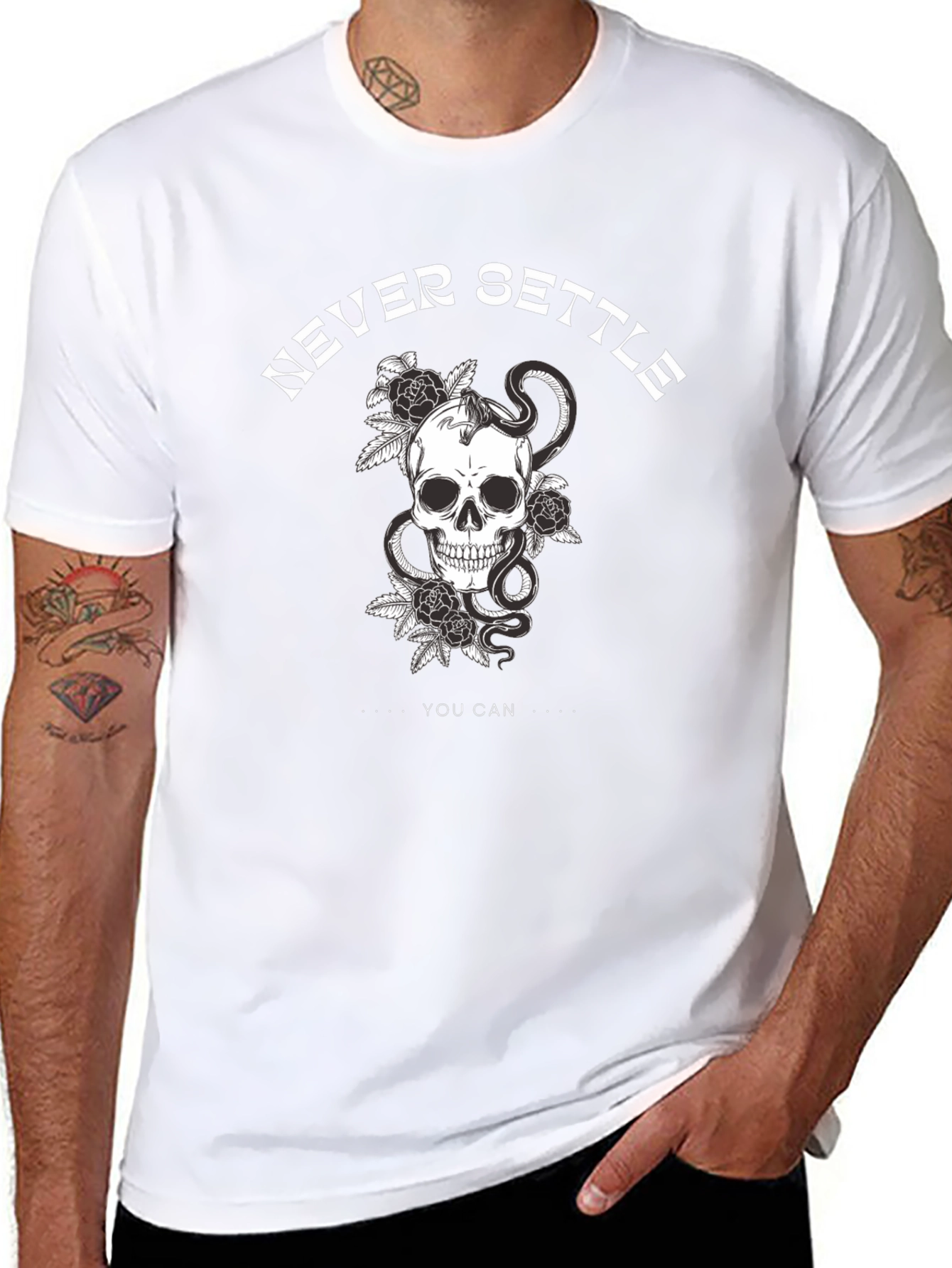 Never Settle Skull Graphic Tee