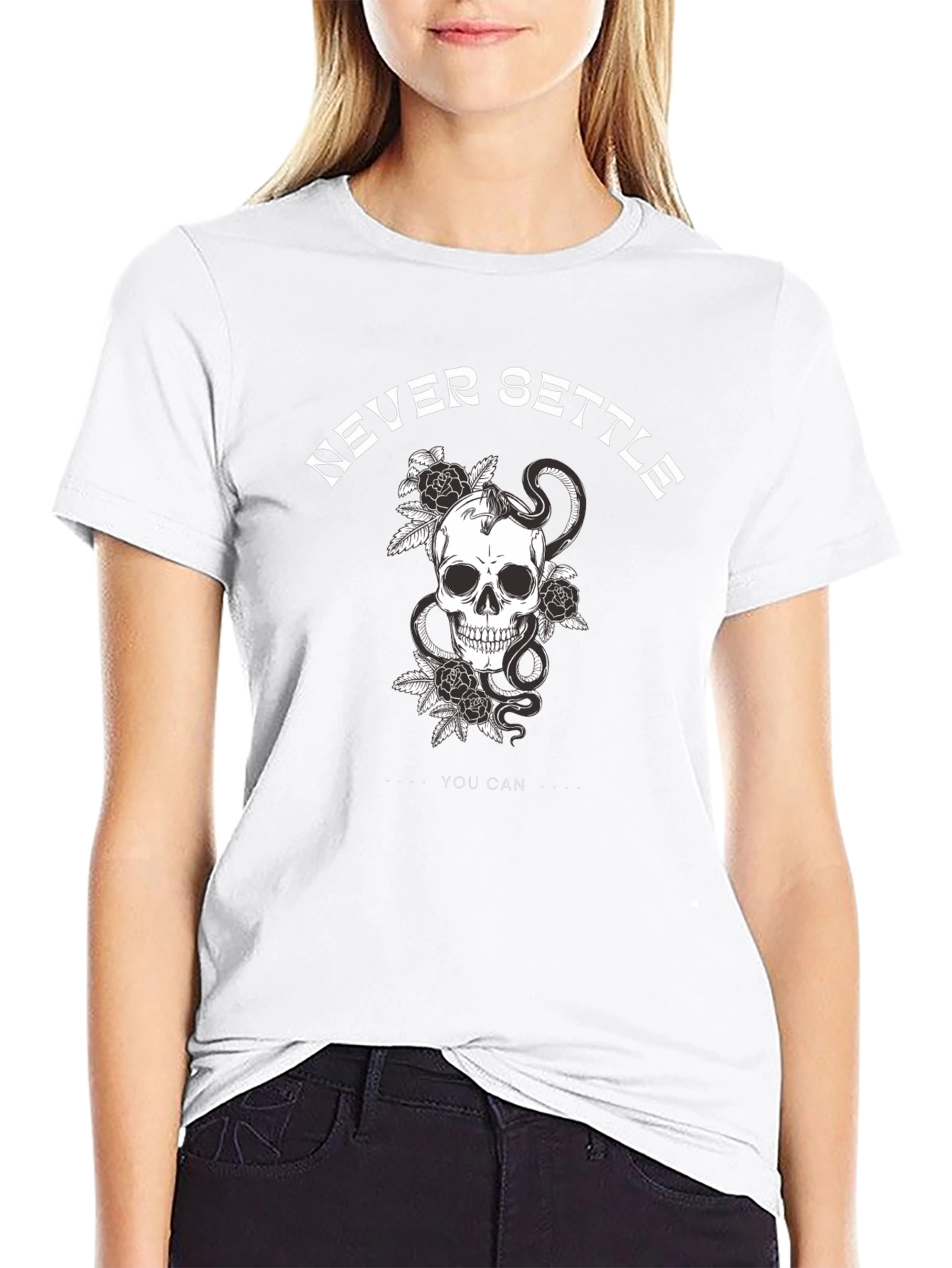 Never Settle Skull Graphic Tee