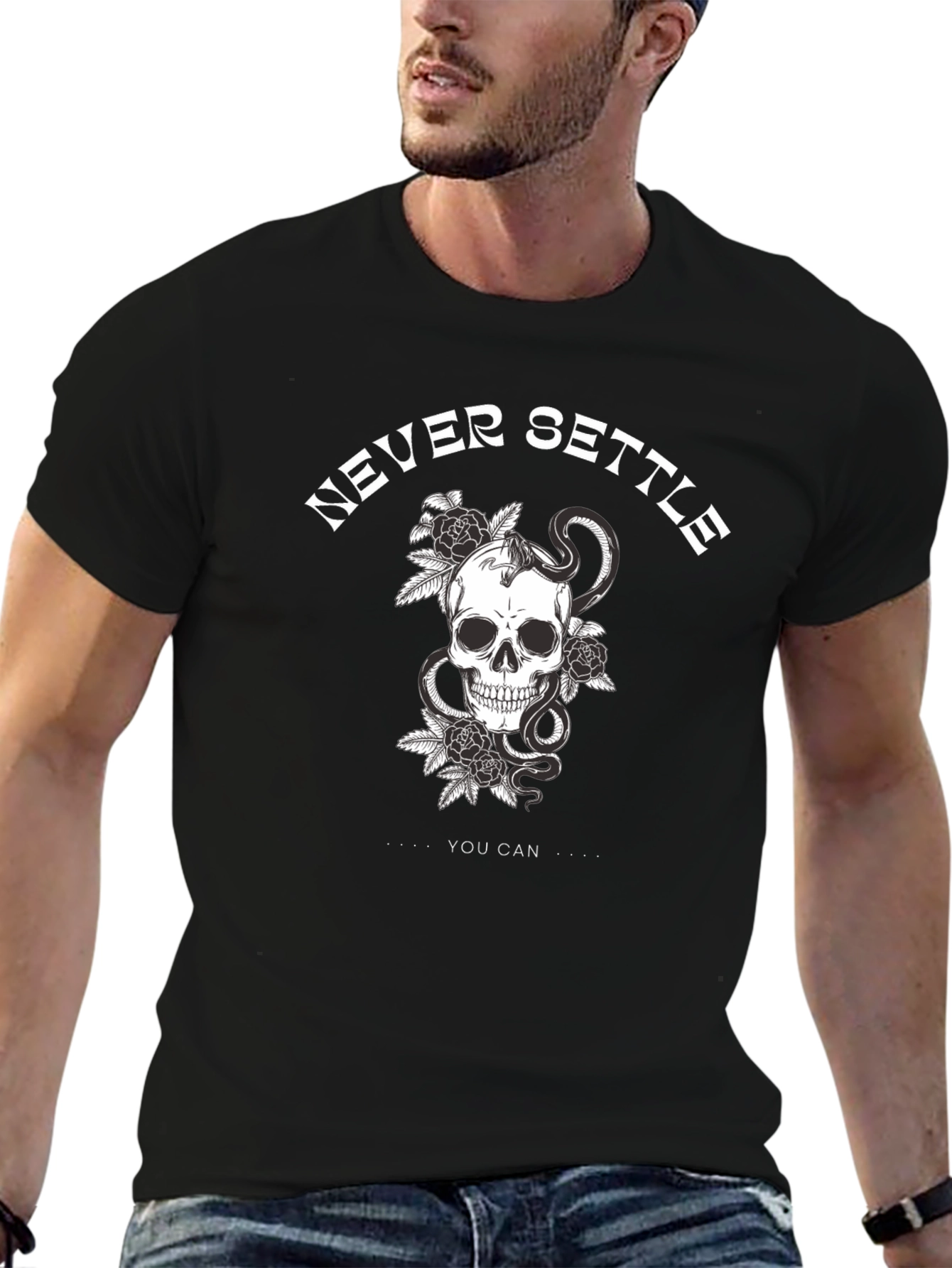 Never Settle Skull Graphic Tee
