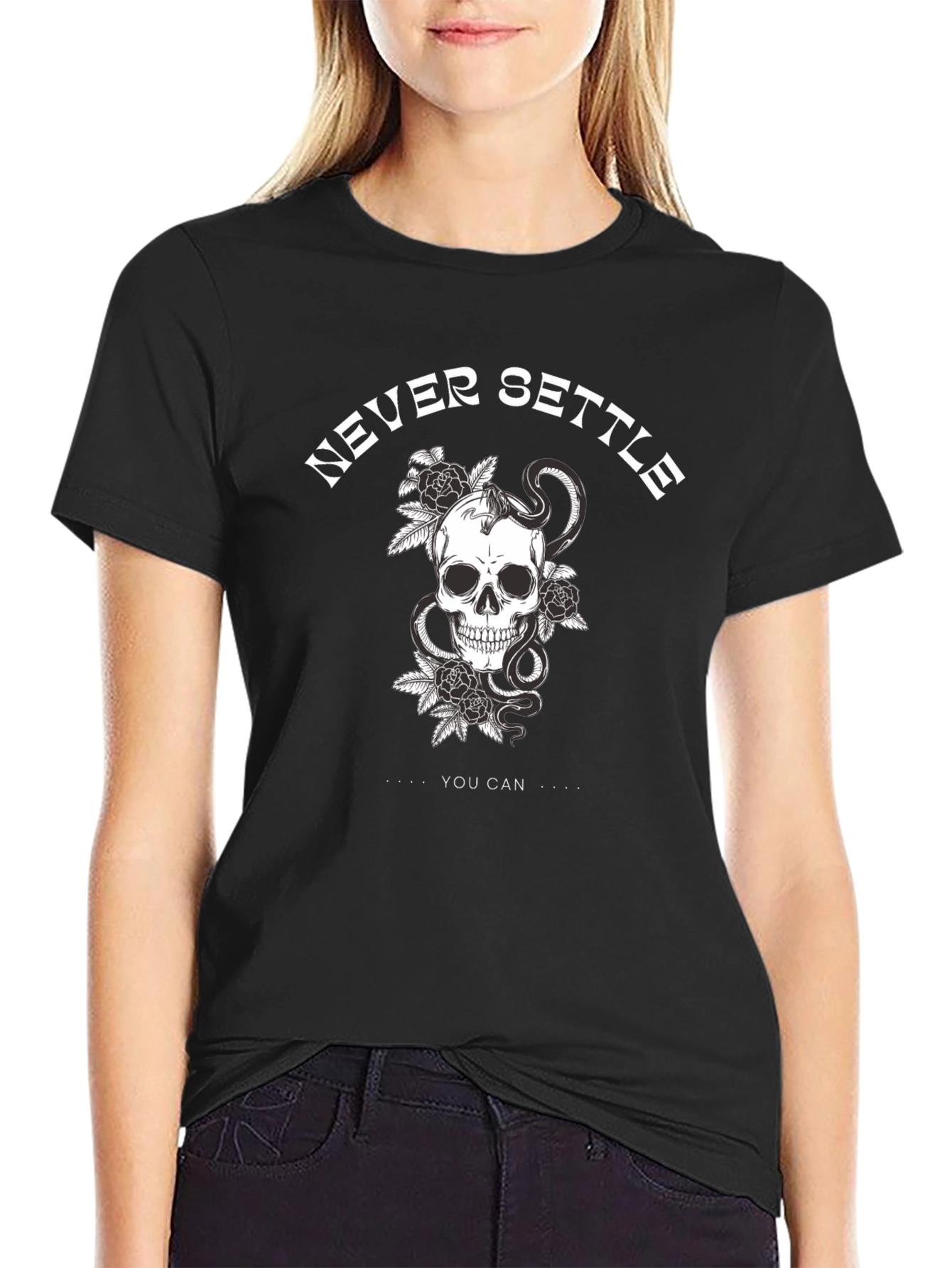 Never Settle Skull Graphic Tee