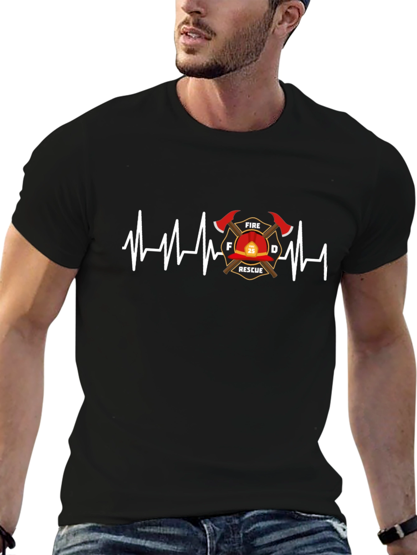 Firefighter Rescue Heartbeat T-Shirt