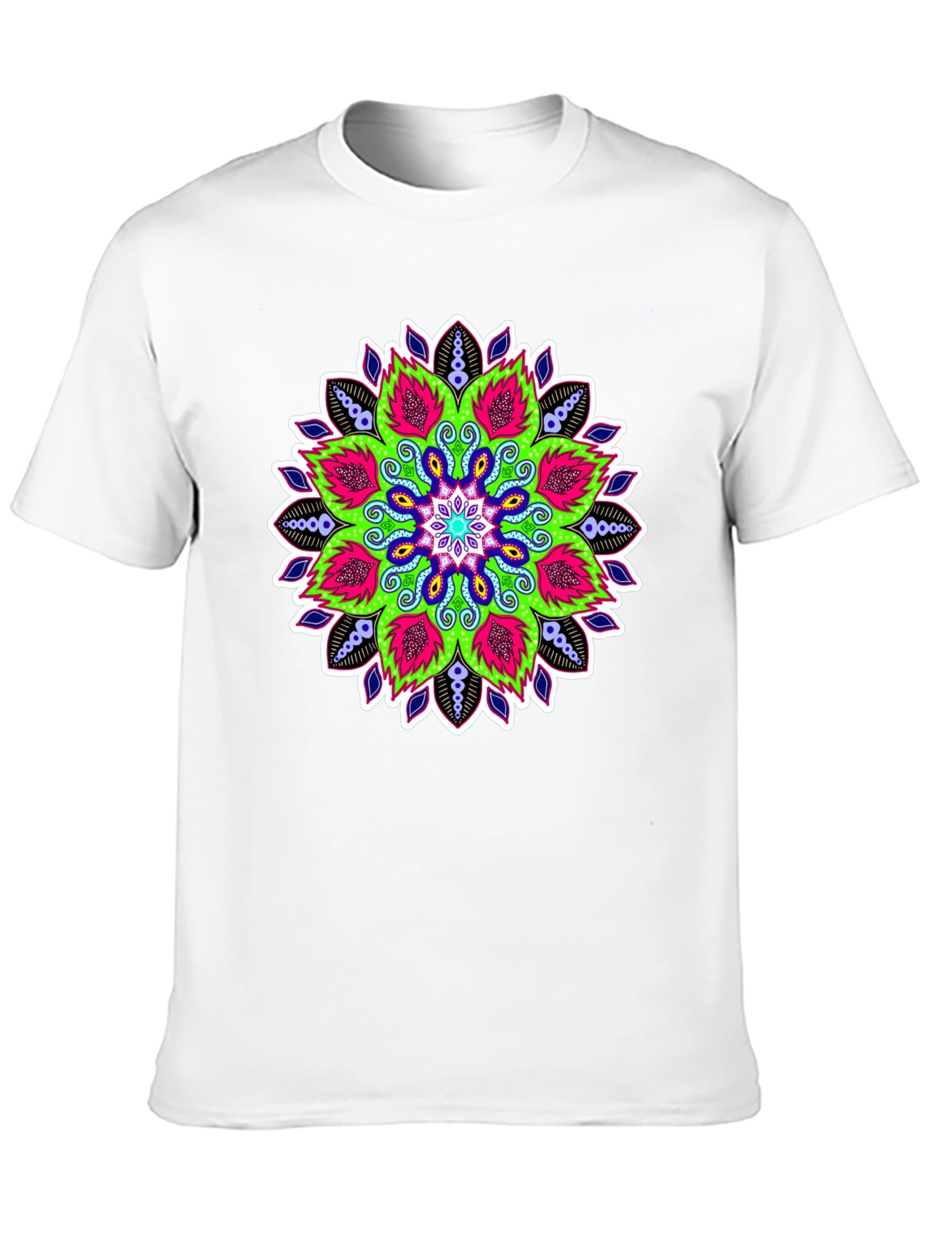 Vibrant Mandala Graphic Print Black Tee