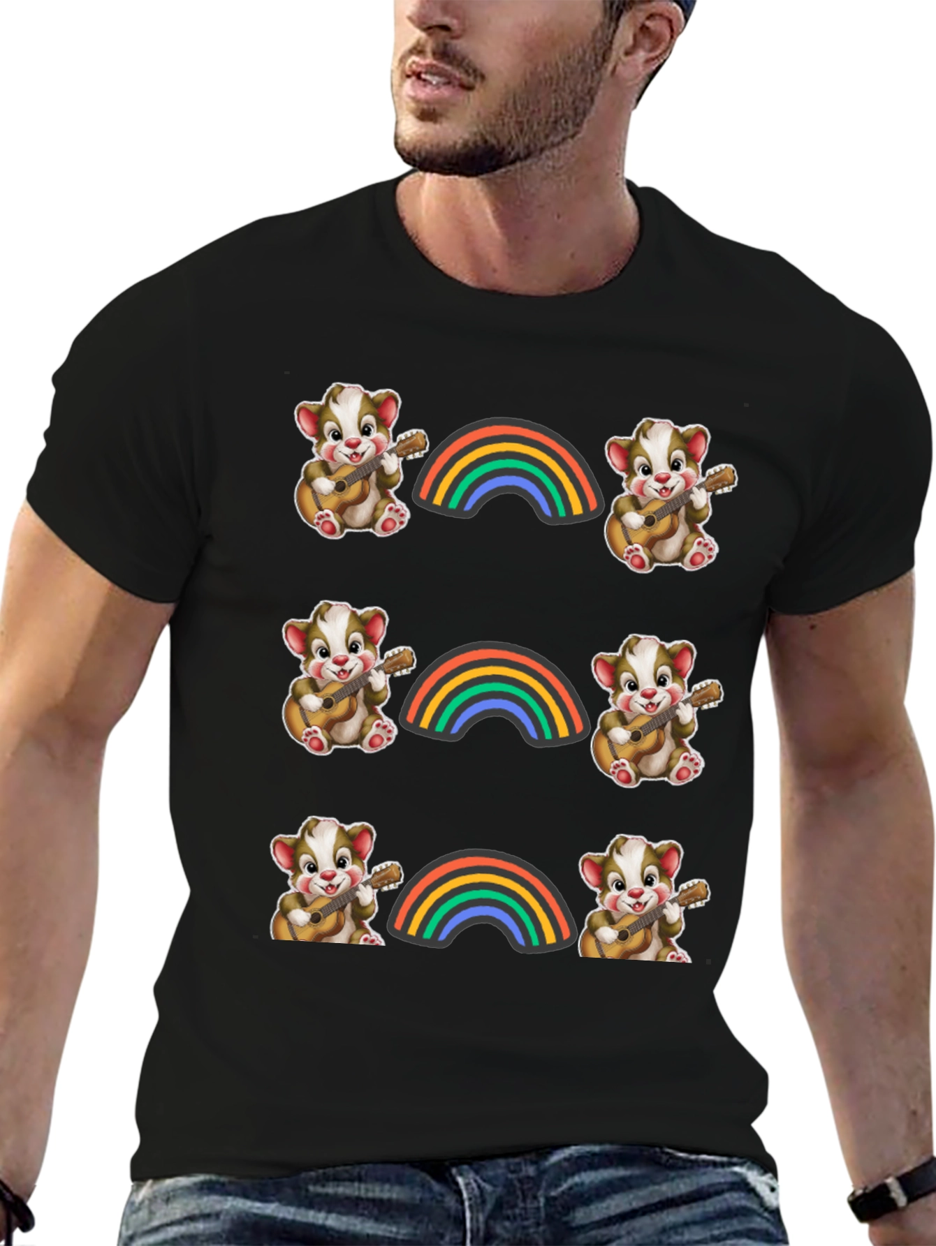 Rainbow Bear Guitarist Graphic Tee