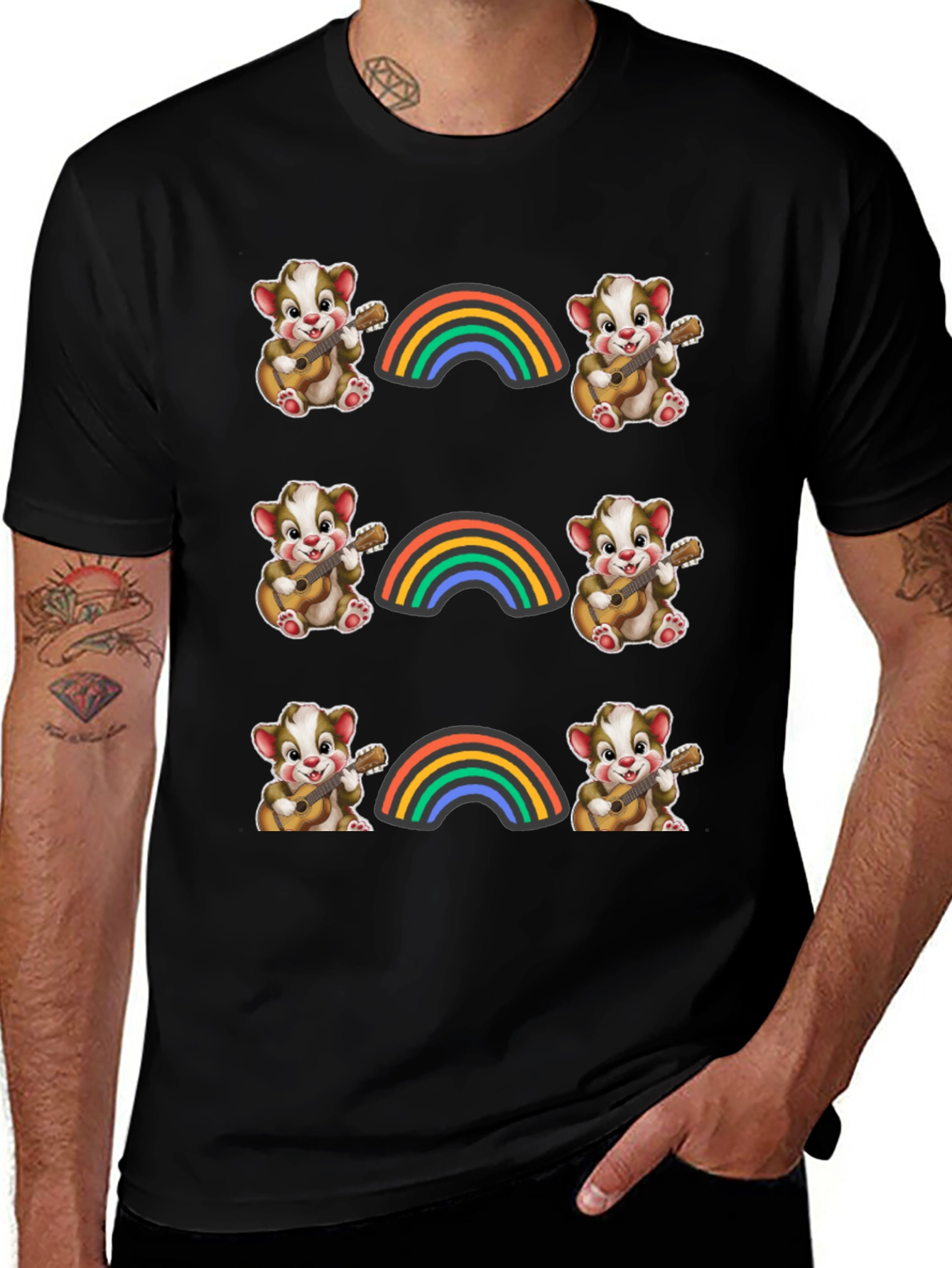 Rainbow Bear Guitarist Graphic Tee