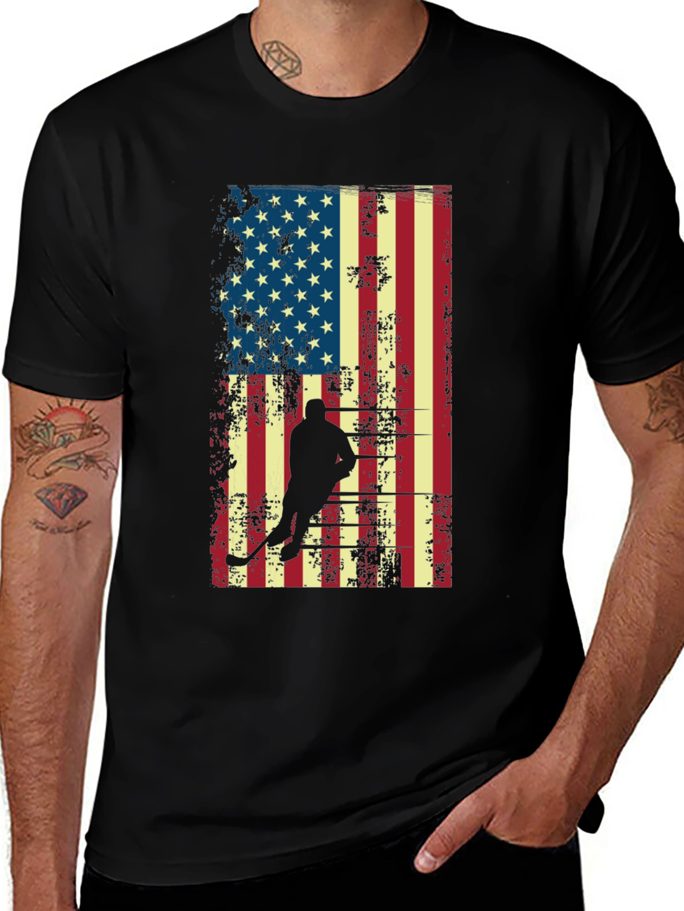 Hockey USA Flag Graphic T-Shirt