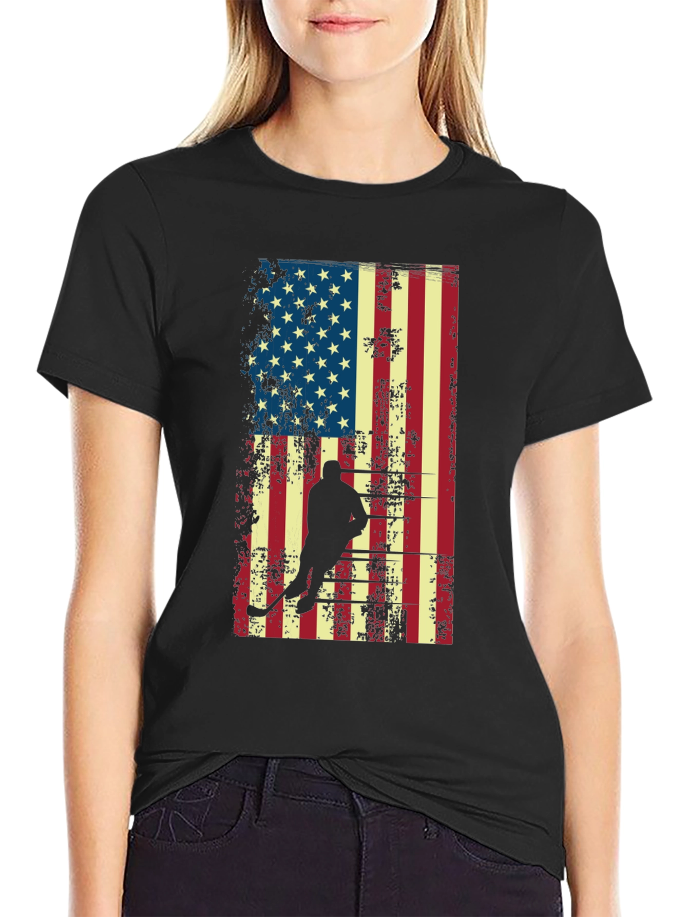 Hockey USA Flag Graphic T-Shirt