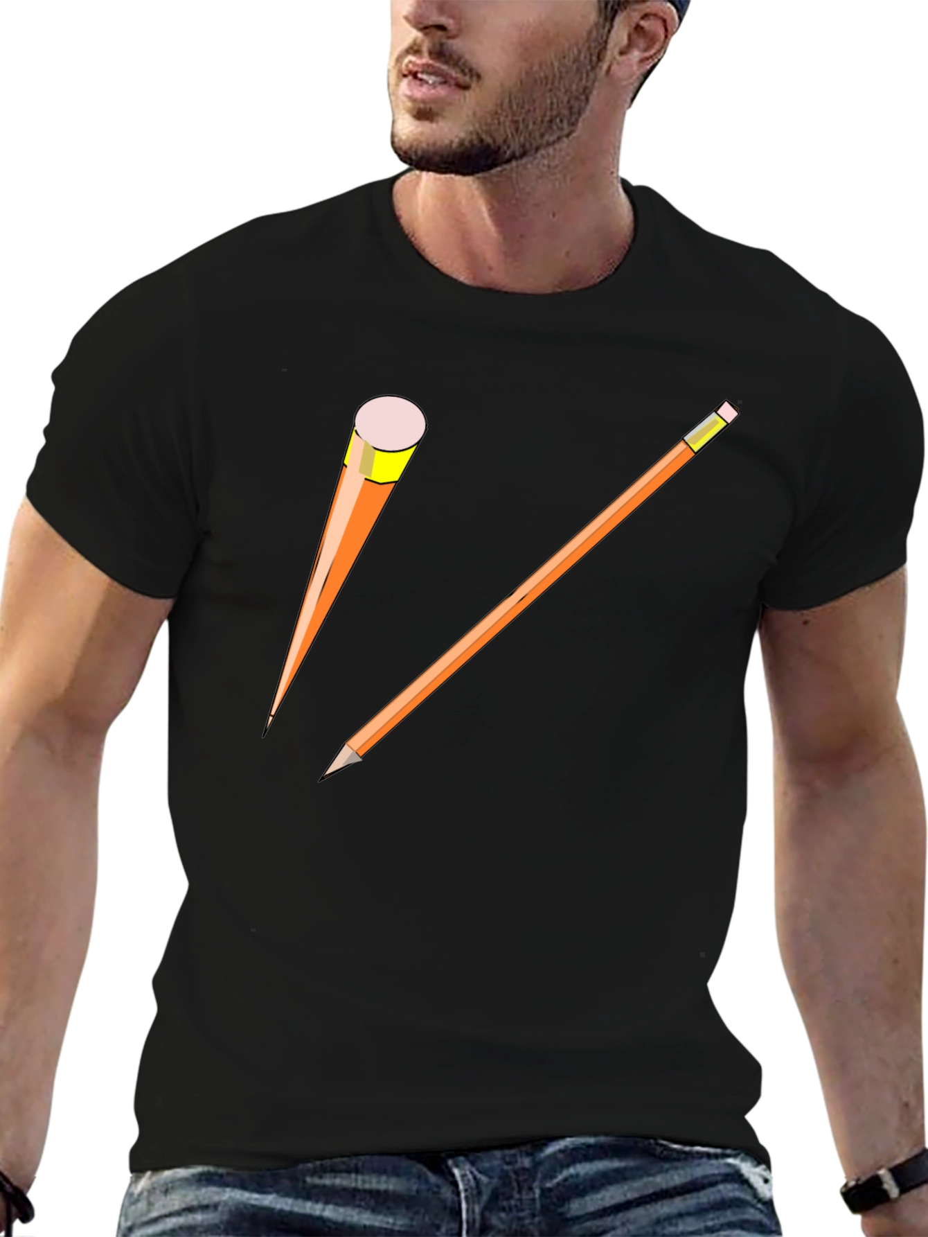 Pencil Graphic Black T-Shirt