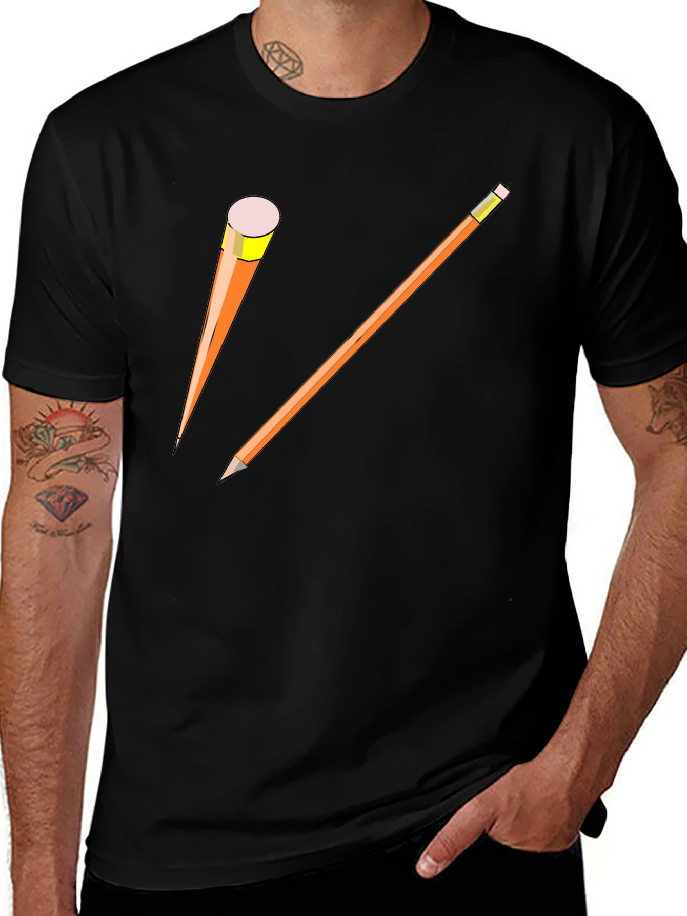 Pencil Graphic Black T-Shirt