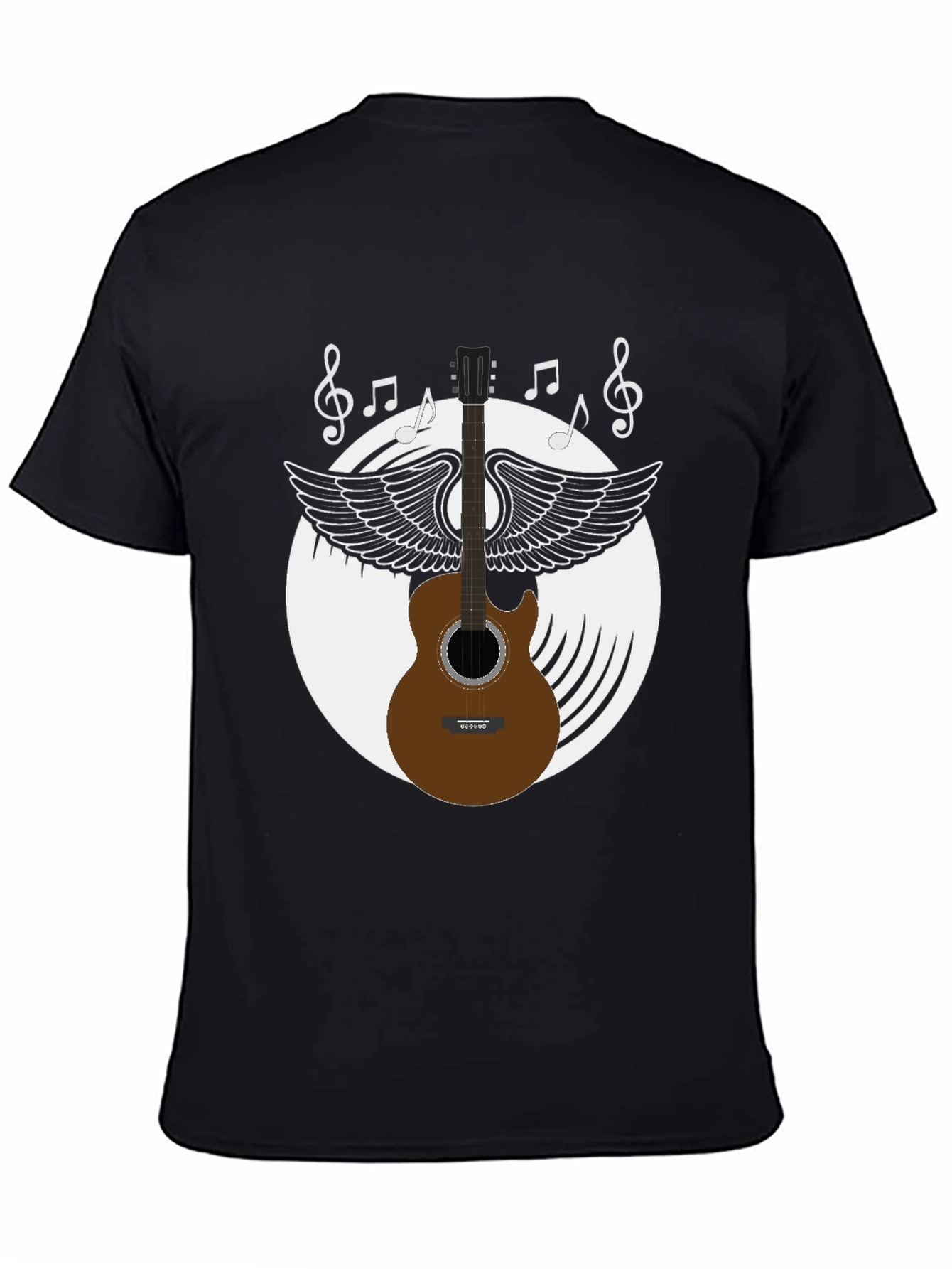 Musical Guitar Wings Black Graphic Tee