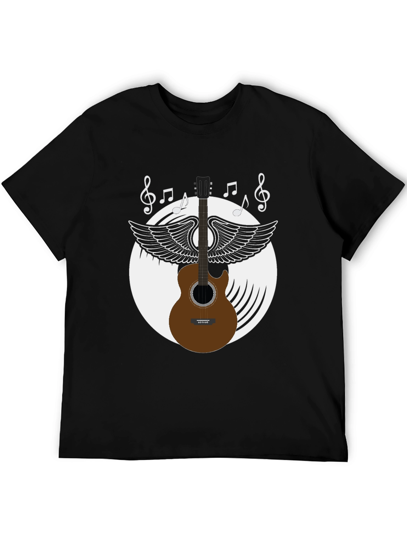 Musical Guitar Wings Black Graphic Tee