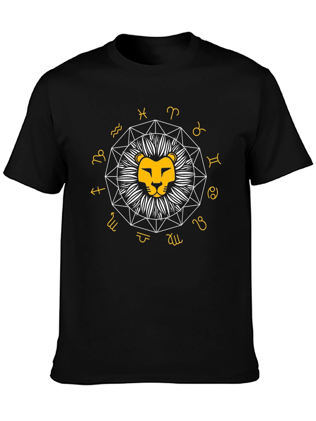 Zodiac Lion Graphic T-Shirt - Black