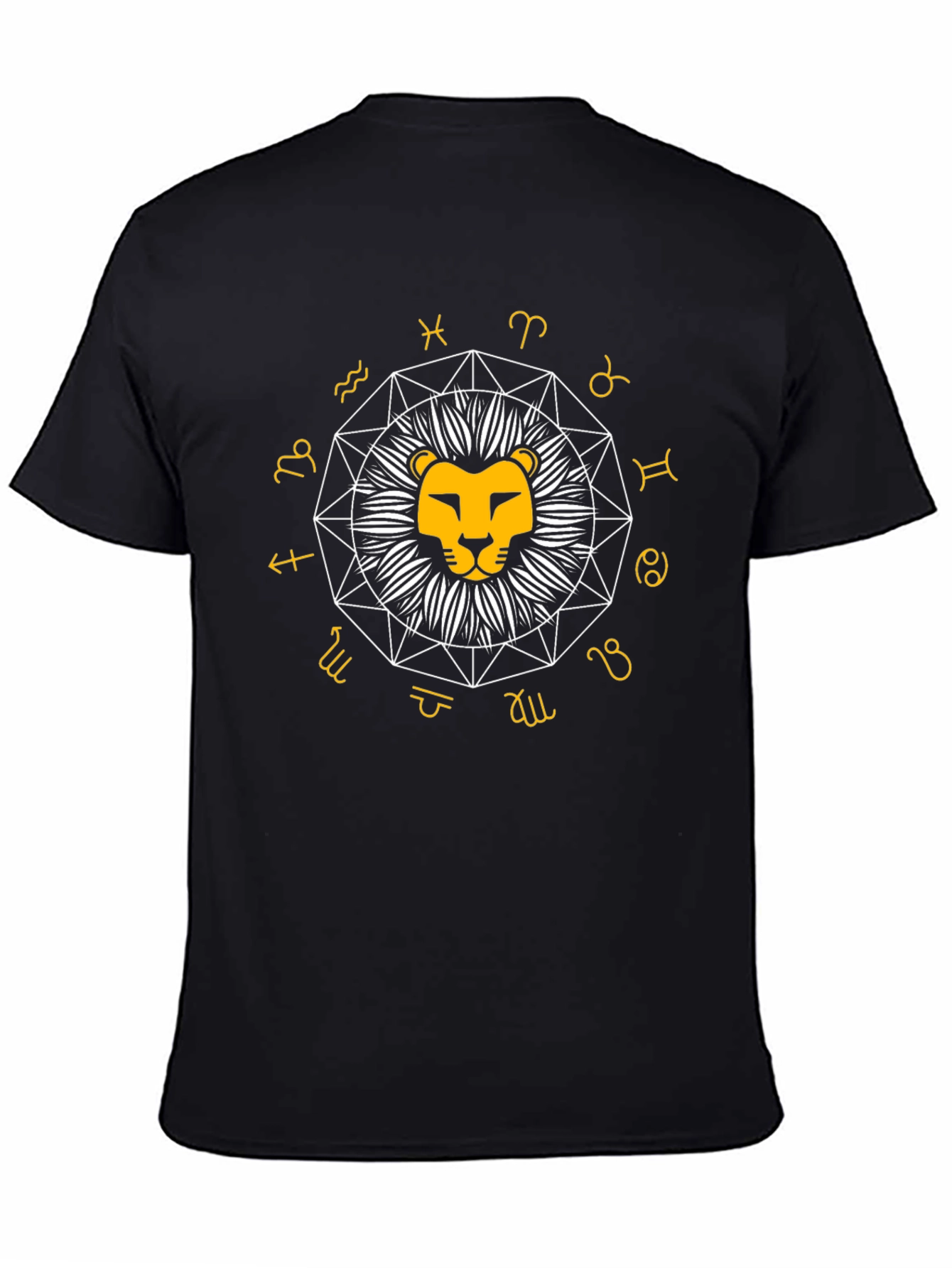 Zodiac Lion Graphic T-Shirt - Black
