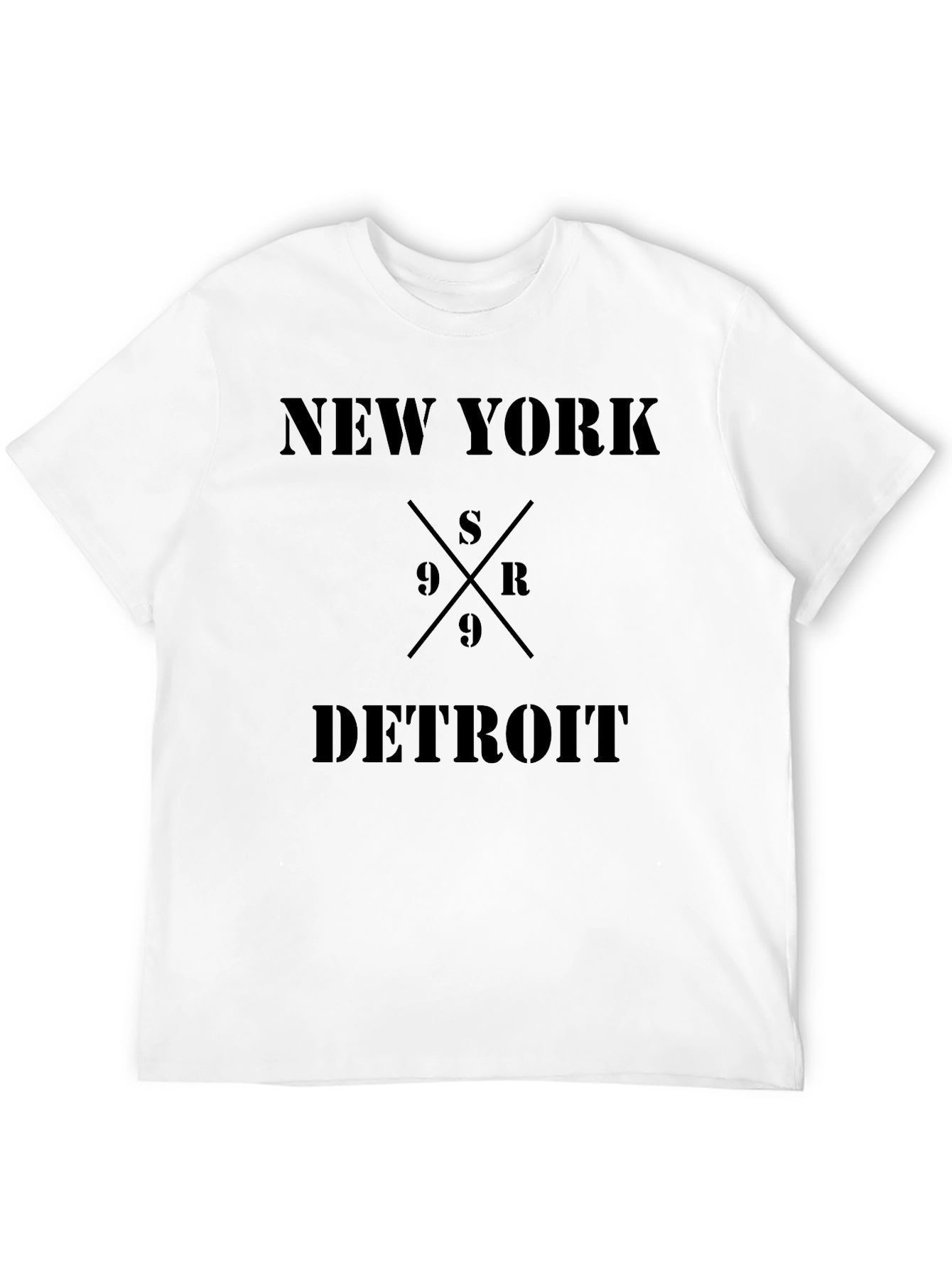 New York Detroit Graphic Print Black T-Shirt
