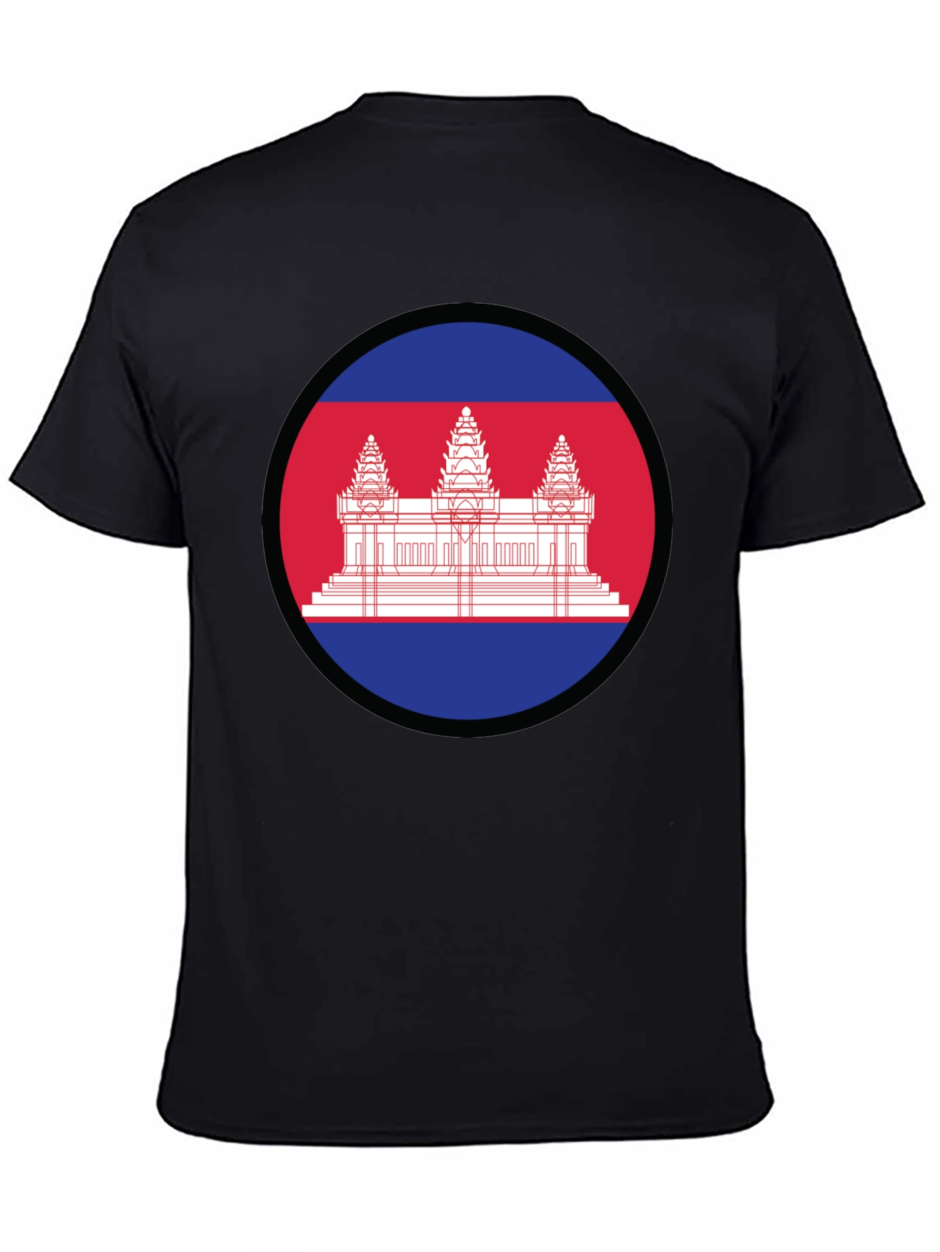 Cambodia Flag Graphic Tee - Black