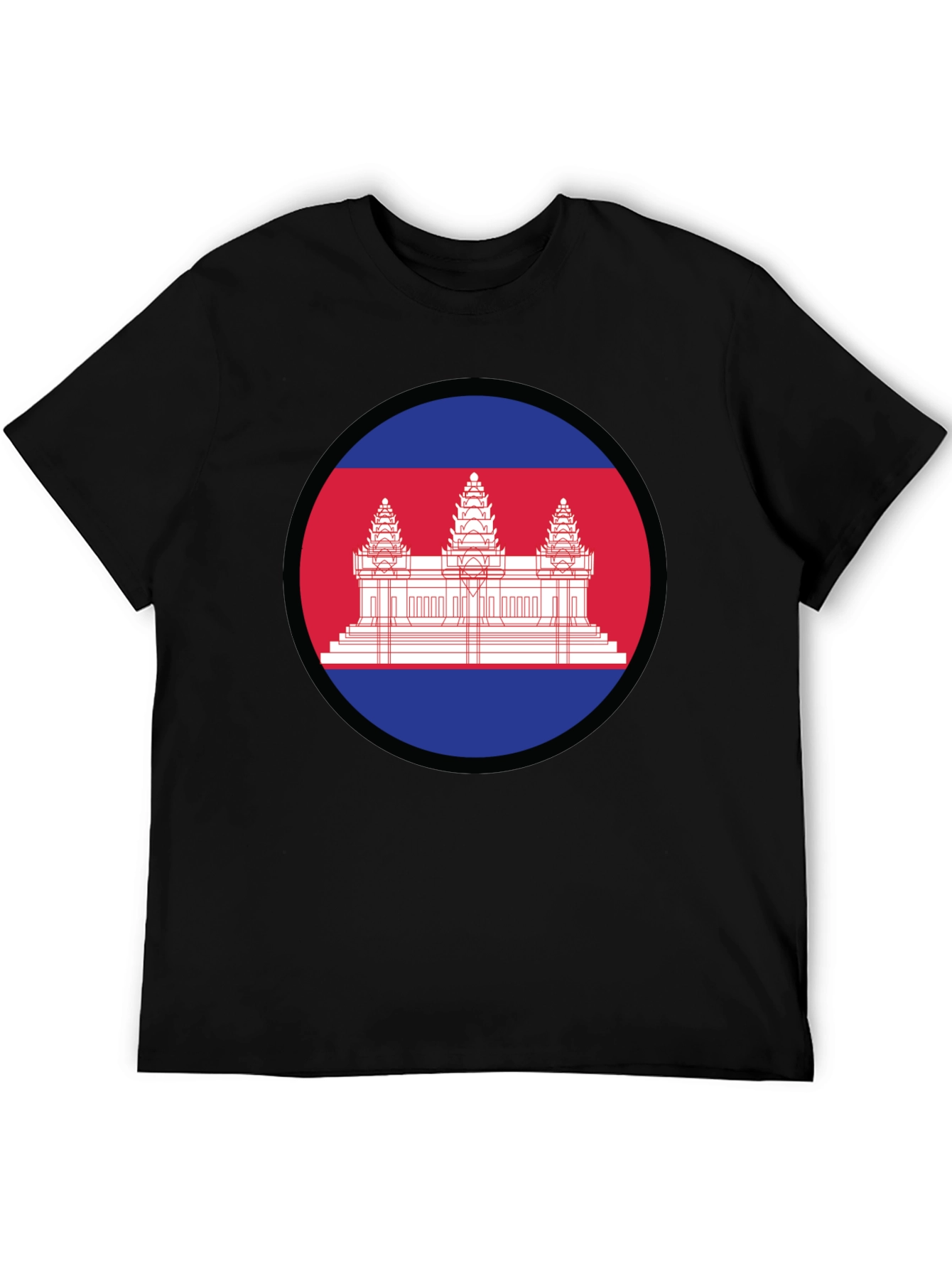 Cambodia Flag Graphic Tee - Black