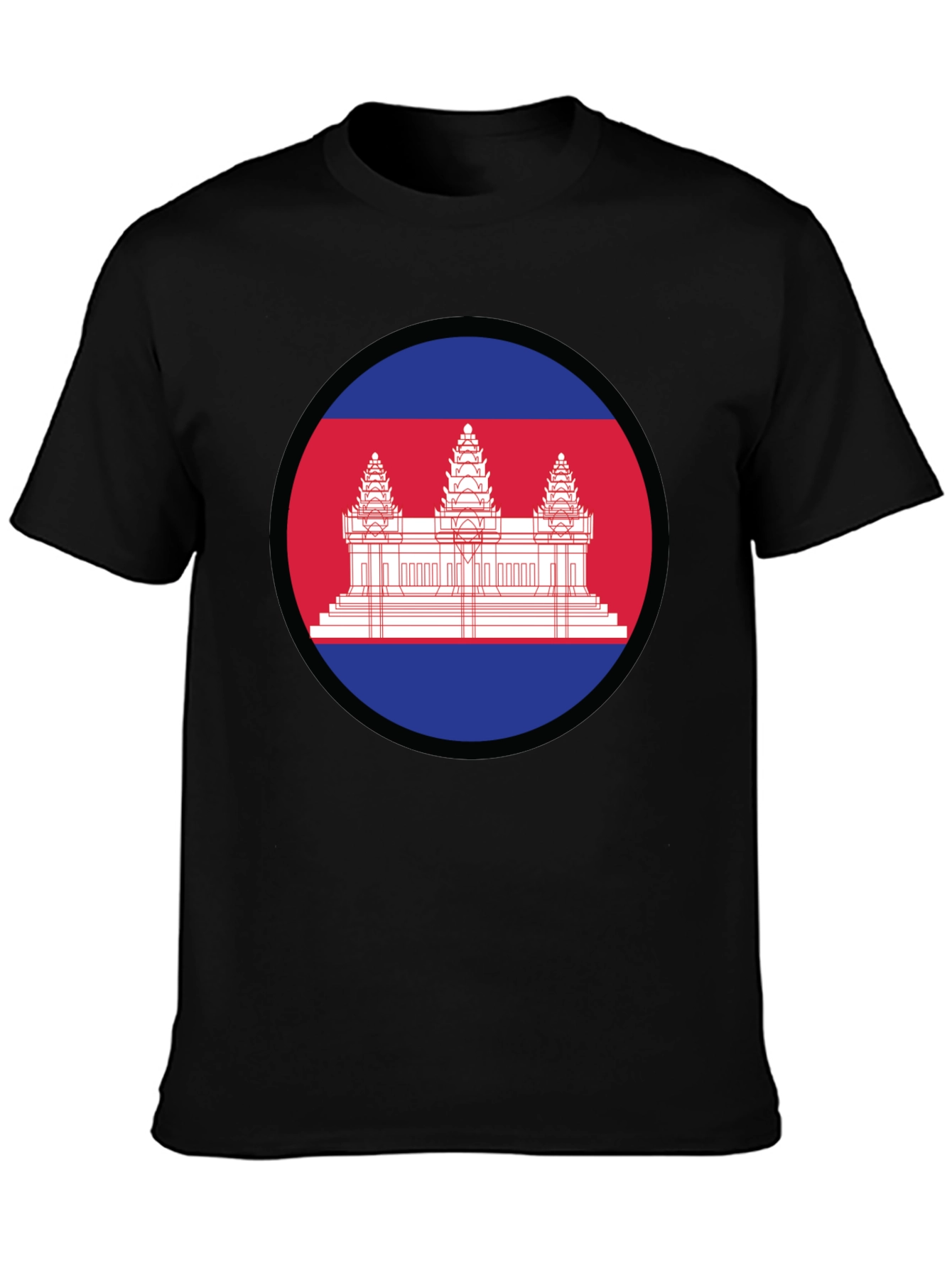 Cambodia Flag Graphic Tee - Black