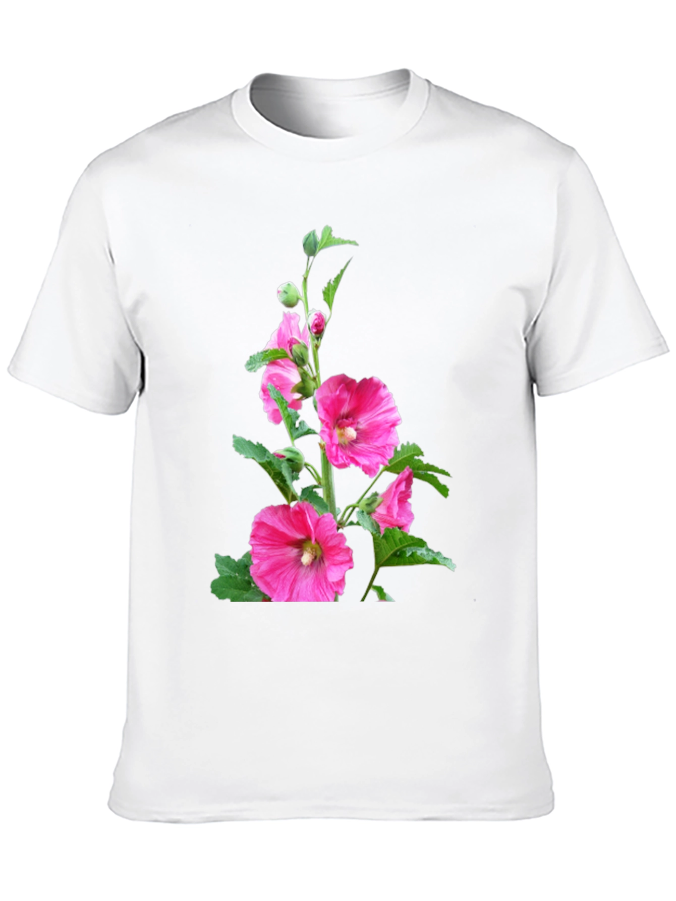 Floral Print Black Tee - Unique Design