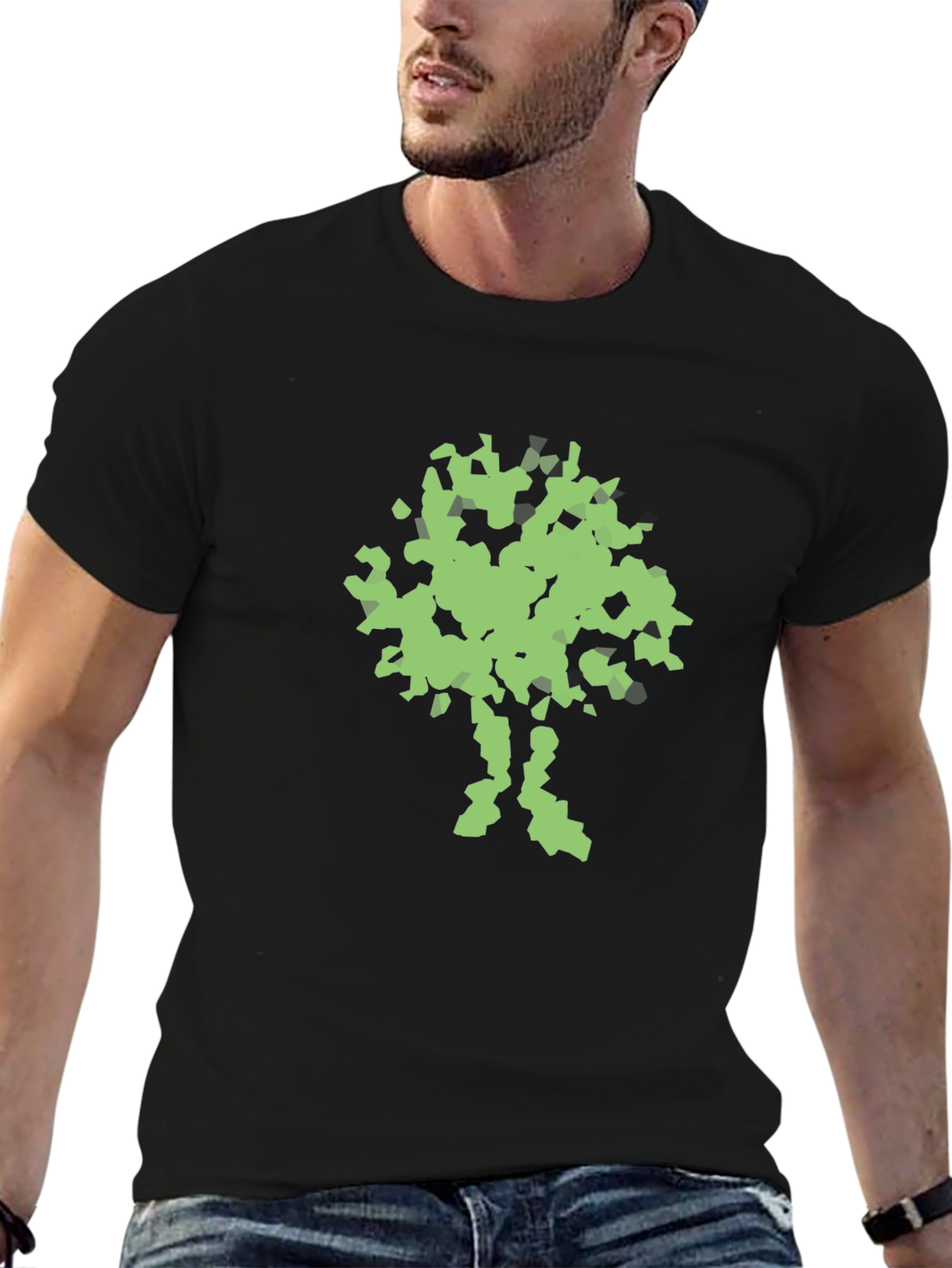 Abstract Tree Graphic Print Black T-Shirt
