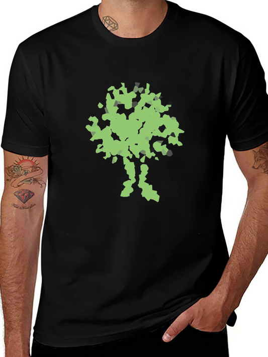 Abstract Tree Graphic Print Black T-Shirt