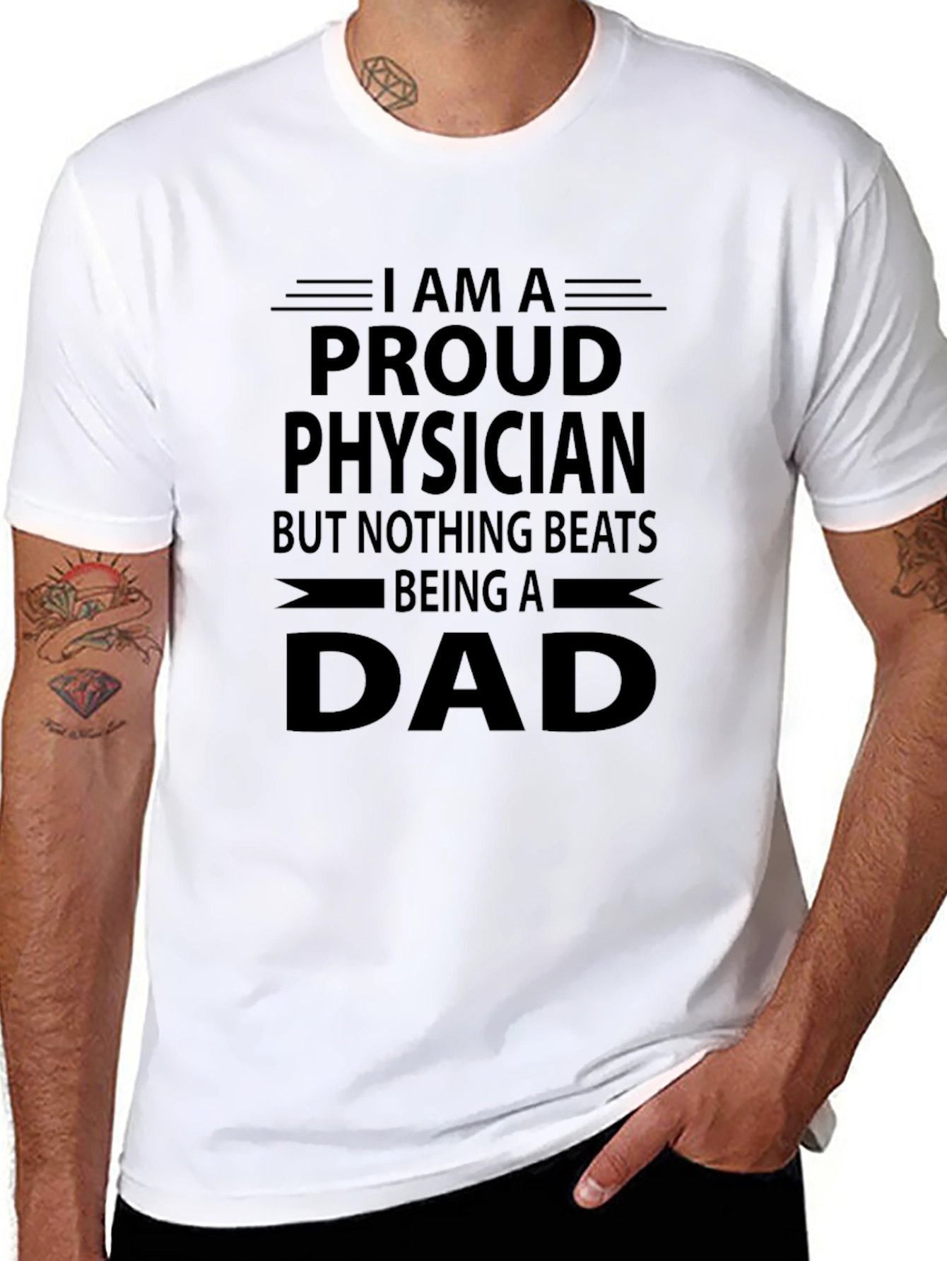 Proud Physician Dad T-Shirt - Black