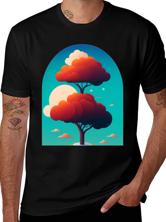 Artsy Tree Graphic Tee - Unique Design Black T-Shirt