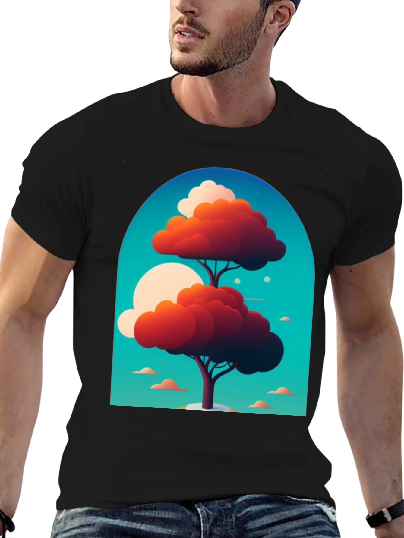 Artsy Tree Graphic Tee - Unique Design Black T-Shirt