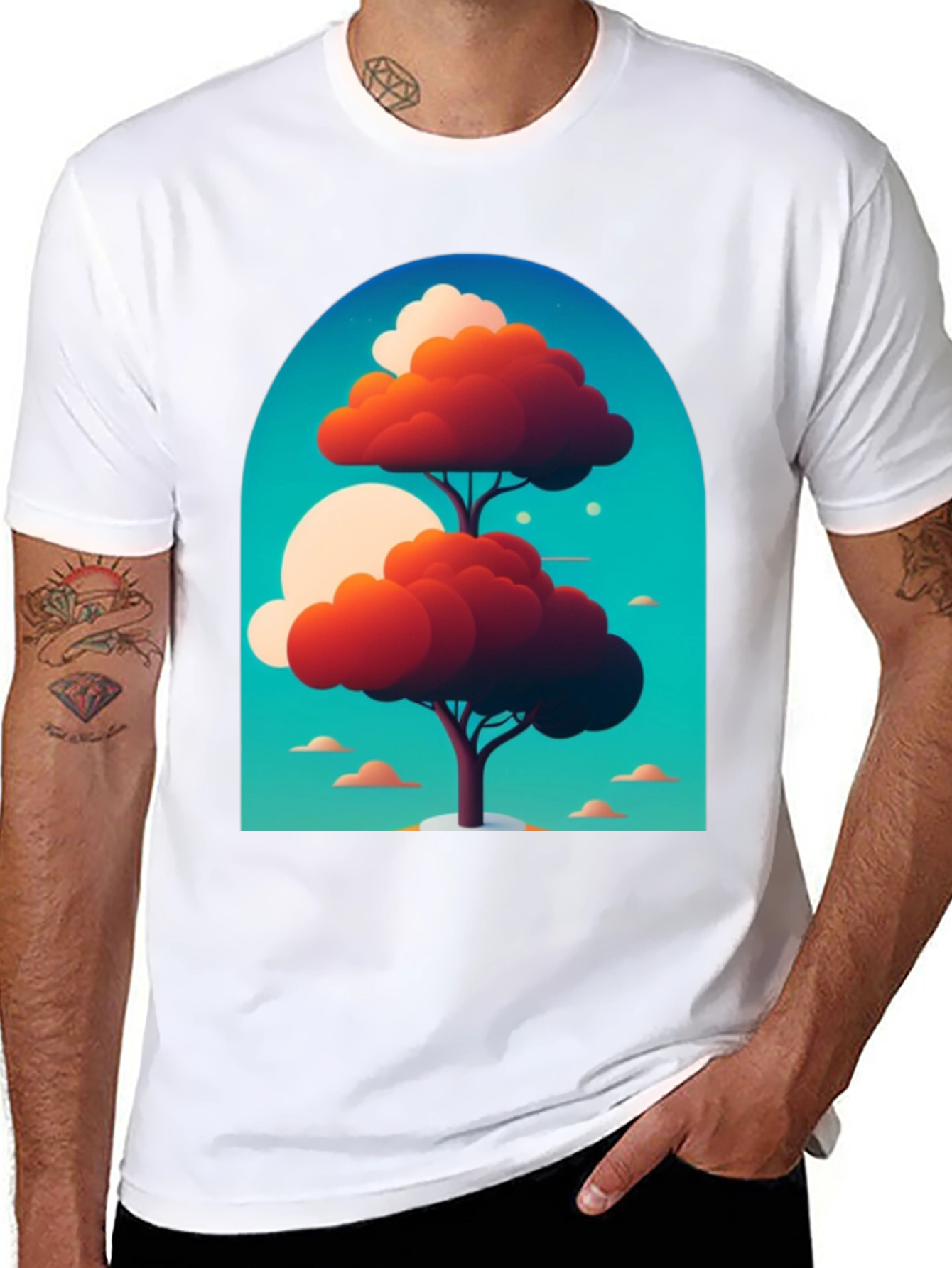 Artsy Tree Graphic Tee - Unique Design Black T-Shirt