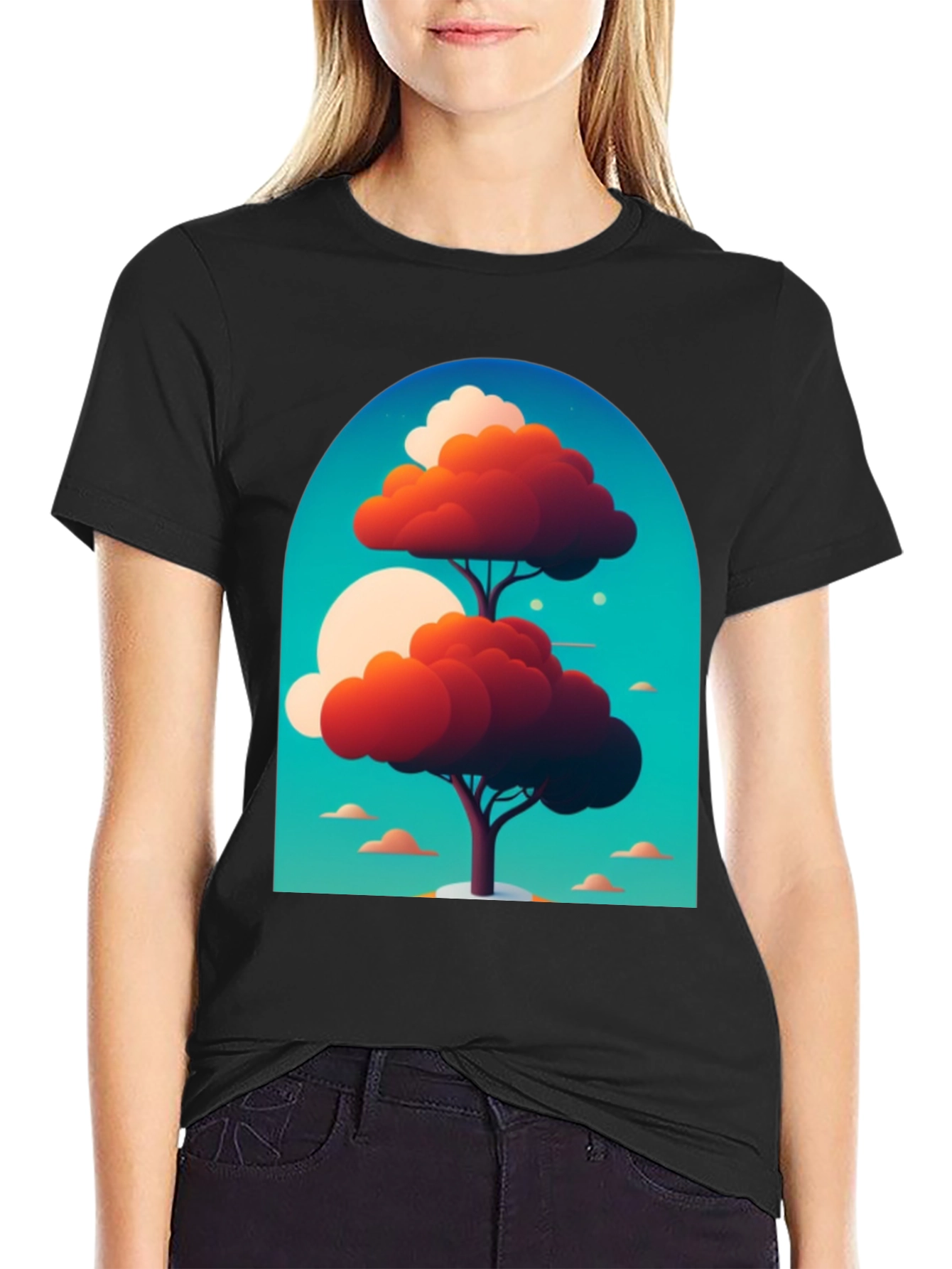 Artsy Tree Graphic Tee - Unique Design Black T-Shirt