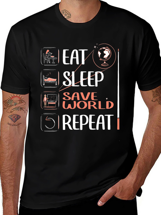 Eat Sleep Save World Repeat Graphic Tee