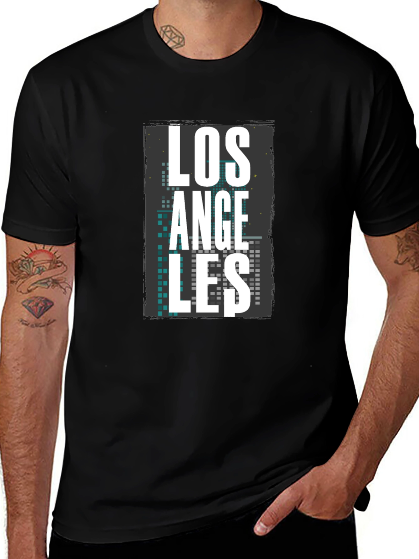Los Angeles Graphic Print Mens Black T-Shirt