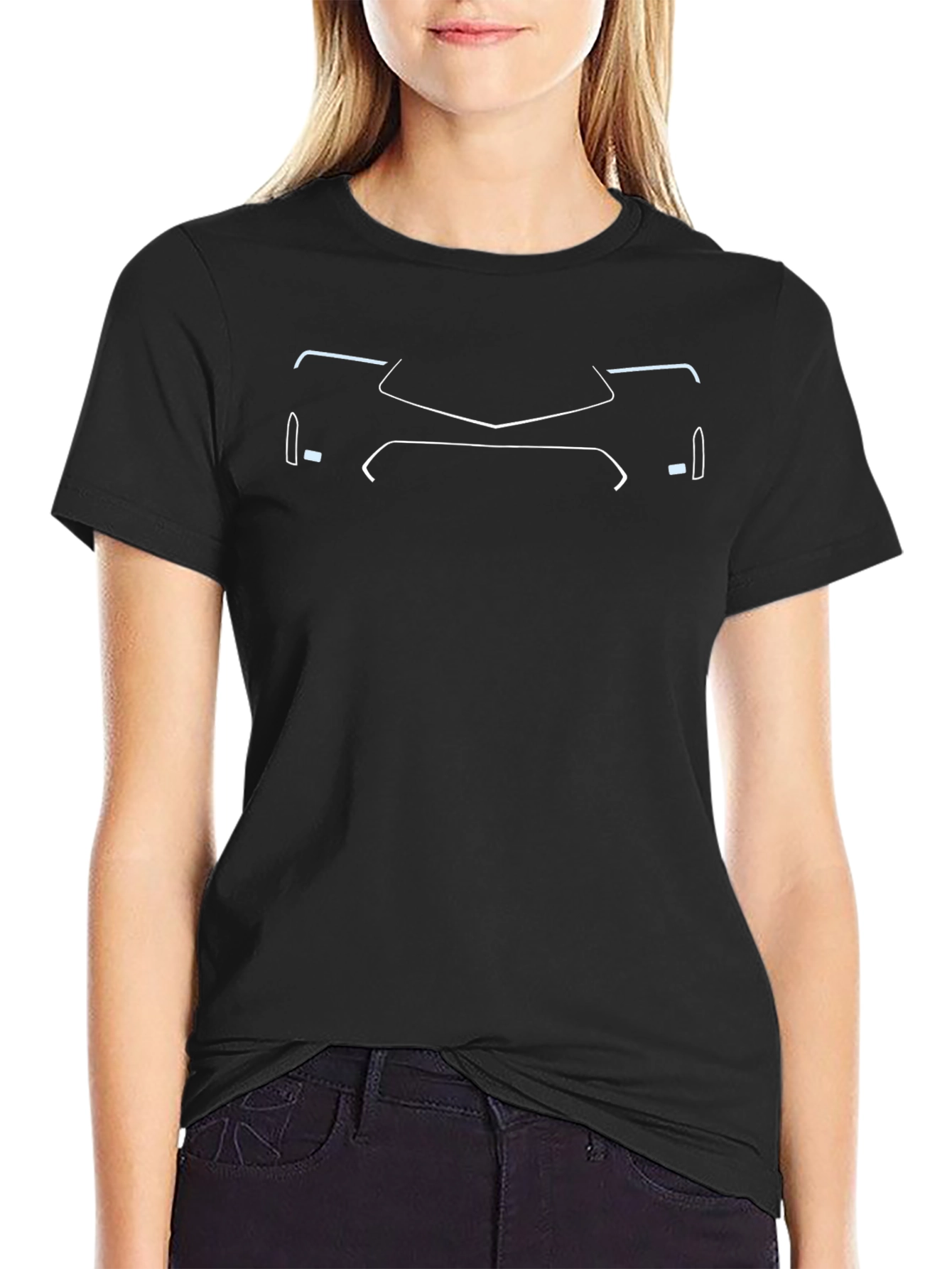 Car Front Outline Graphic Tee - Black