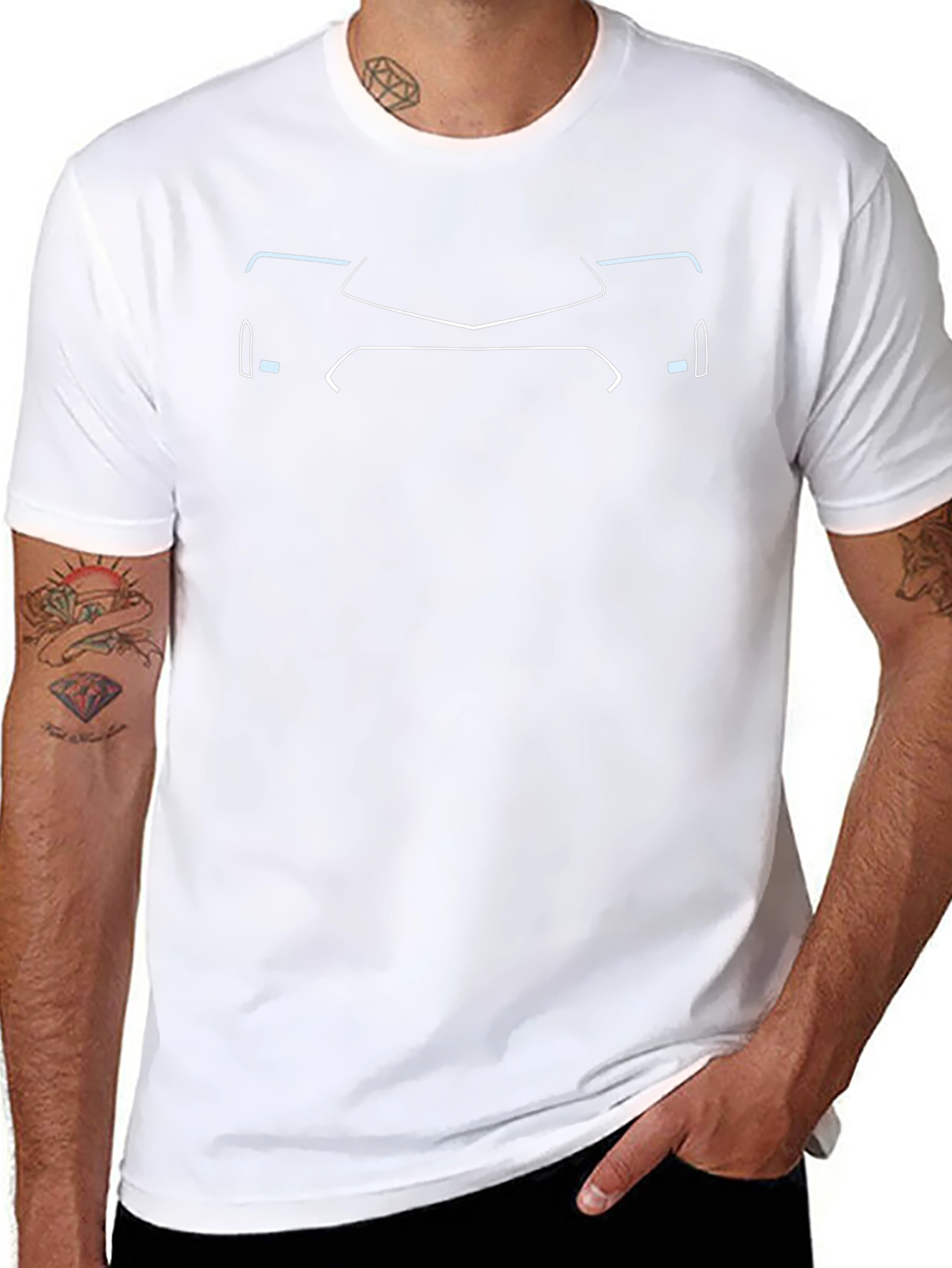 Car Front Outline Graphic Tee - Black