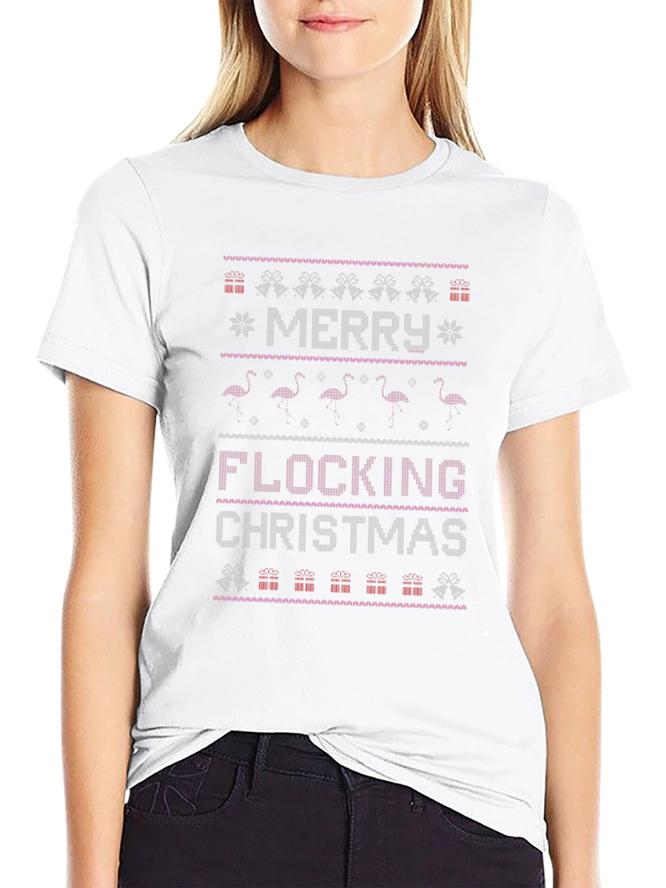 Merry Flocking Christmas Ugly Sweater Graphic Tee