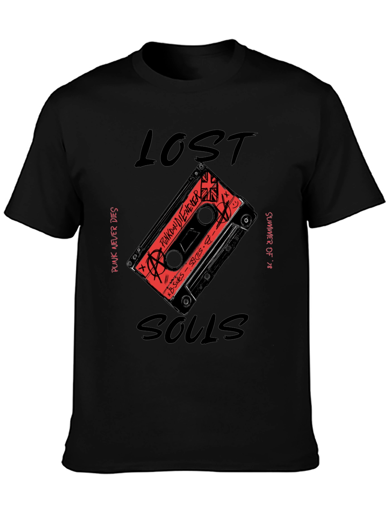 Lost Souls Punk Rock Cassette Graphic T-Shirt