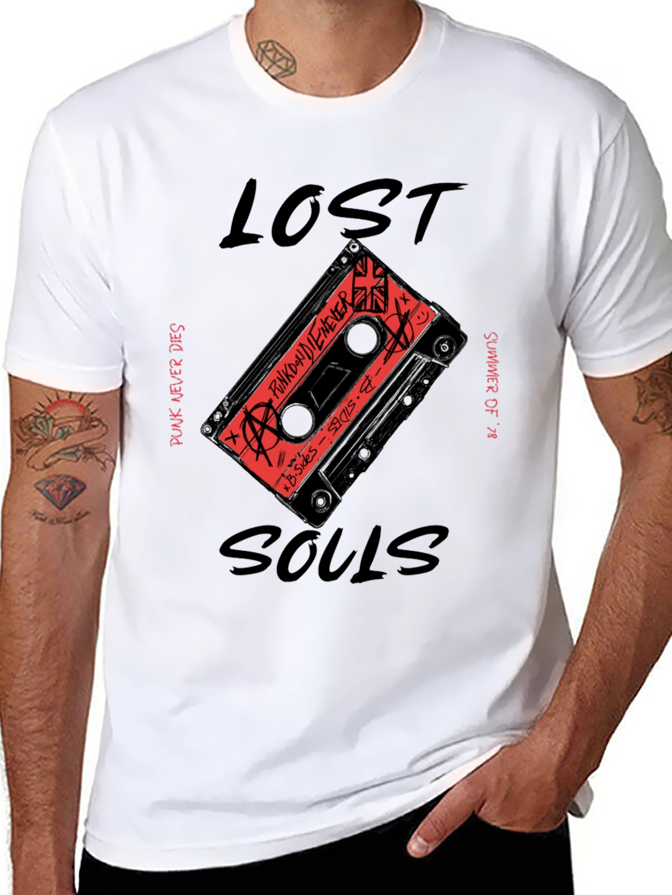 Lost Souls Punk Rock Cassette Graphic T-Shirt