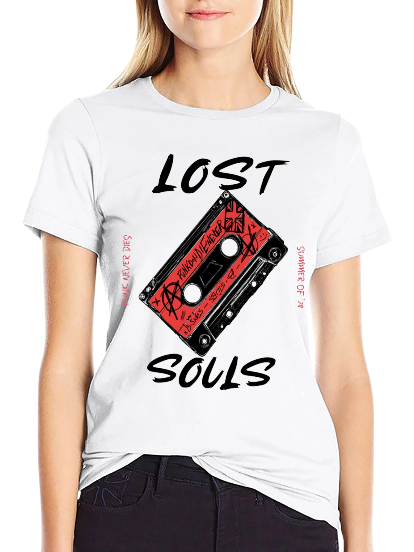 Lost Souls Punk Rock Cassette Graphic T-Shirt