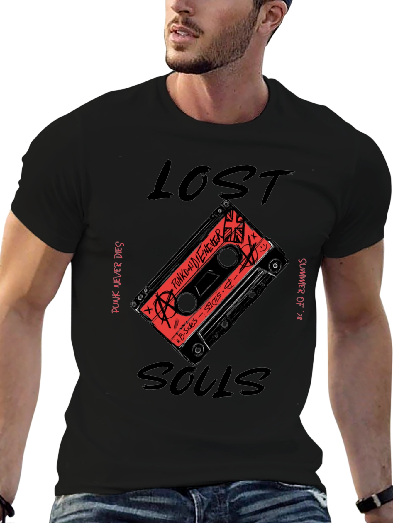 Lost Souls Punk Rock Cassette Graphic T-Shirt