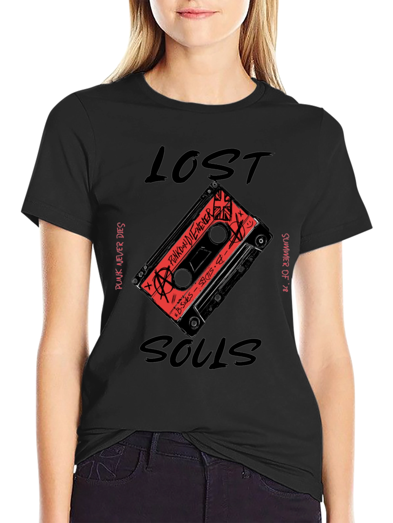 Lost Souls Punk Rock Cassette Graphic T-Shirt