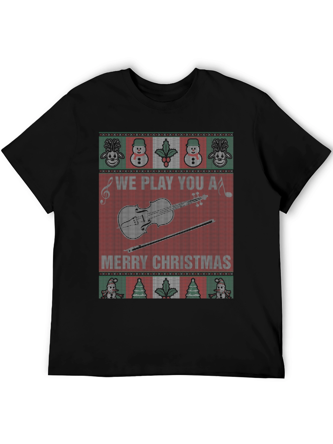 Funny Christmas Violin Sweater Style T-Shirt