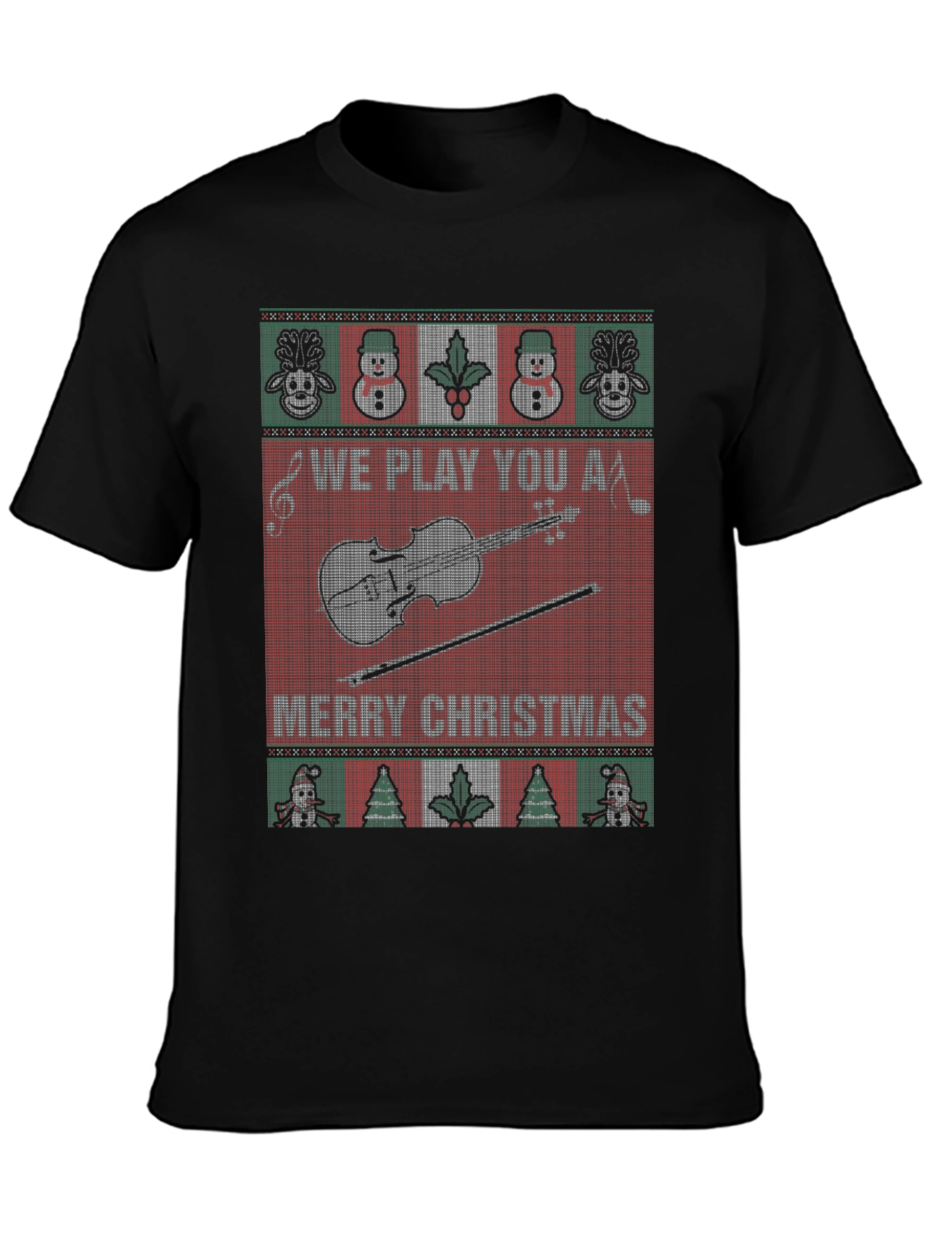 Funny Christmas Violin Sweater Style T-Shirt