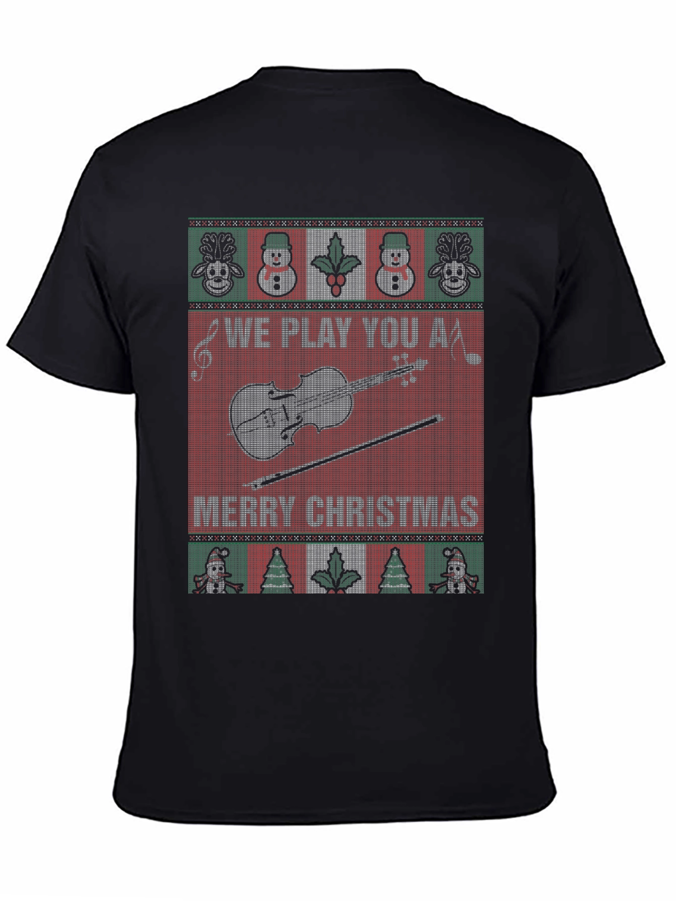 Funny Christmas Violin Sweater Style T-Shirt