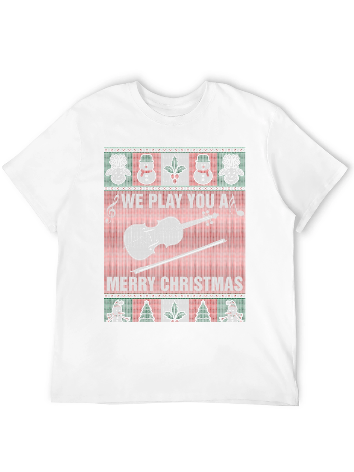 Funny Christmas Violin Sweater Style T-Shirt