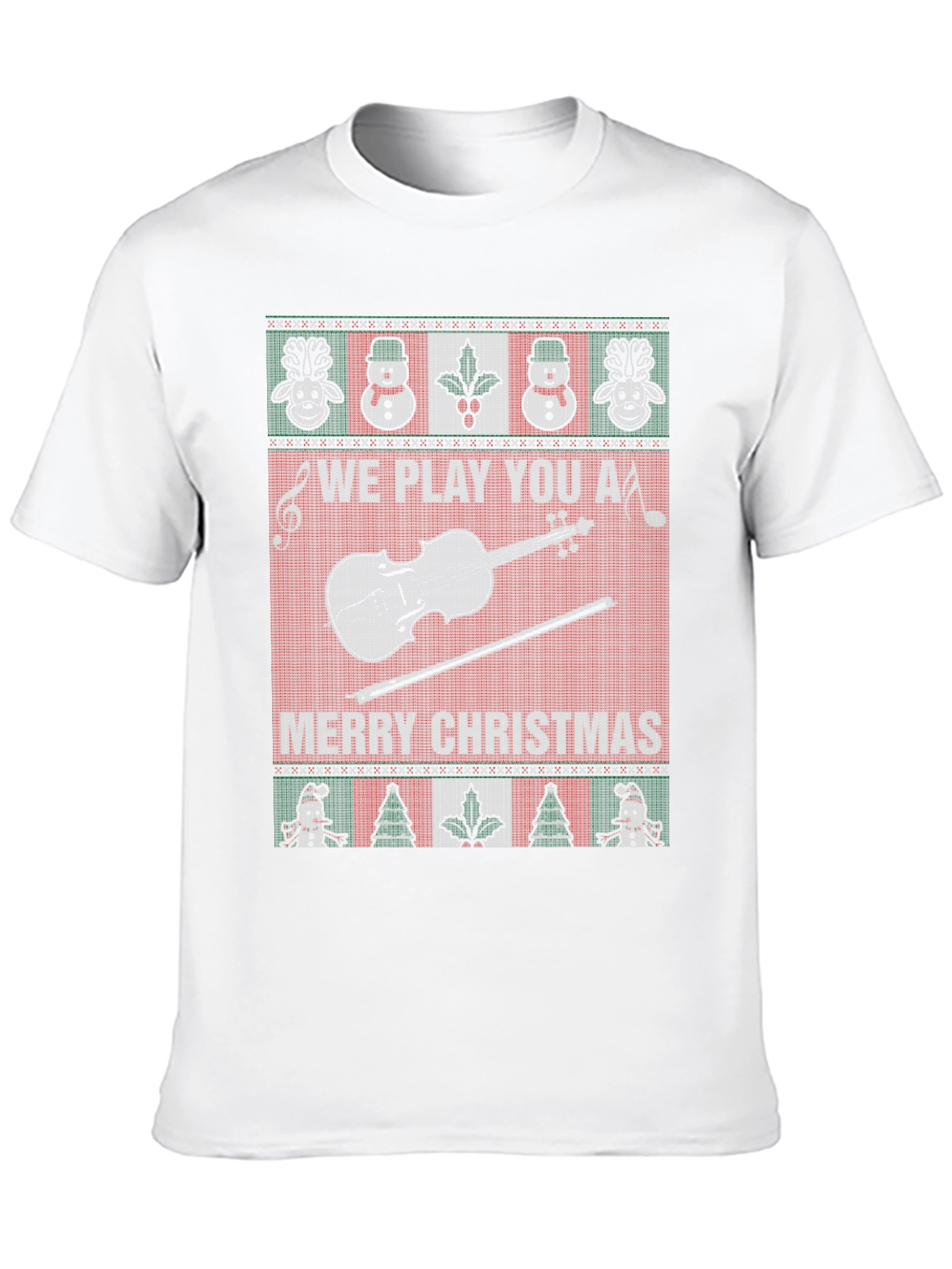 Funny Christmas Violin Sweater Style T-Shirt
