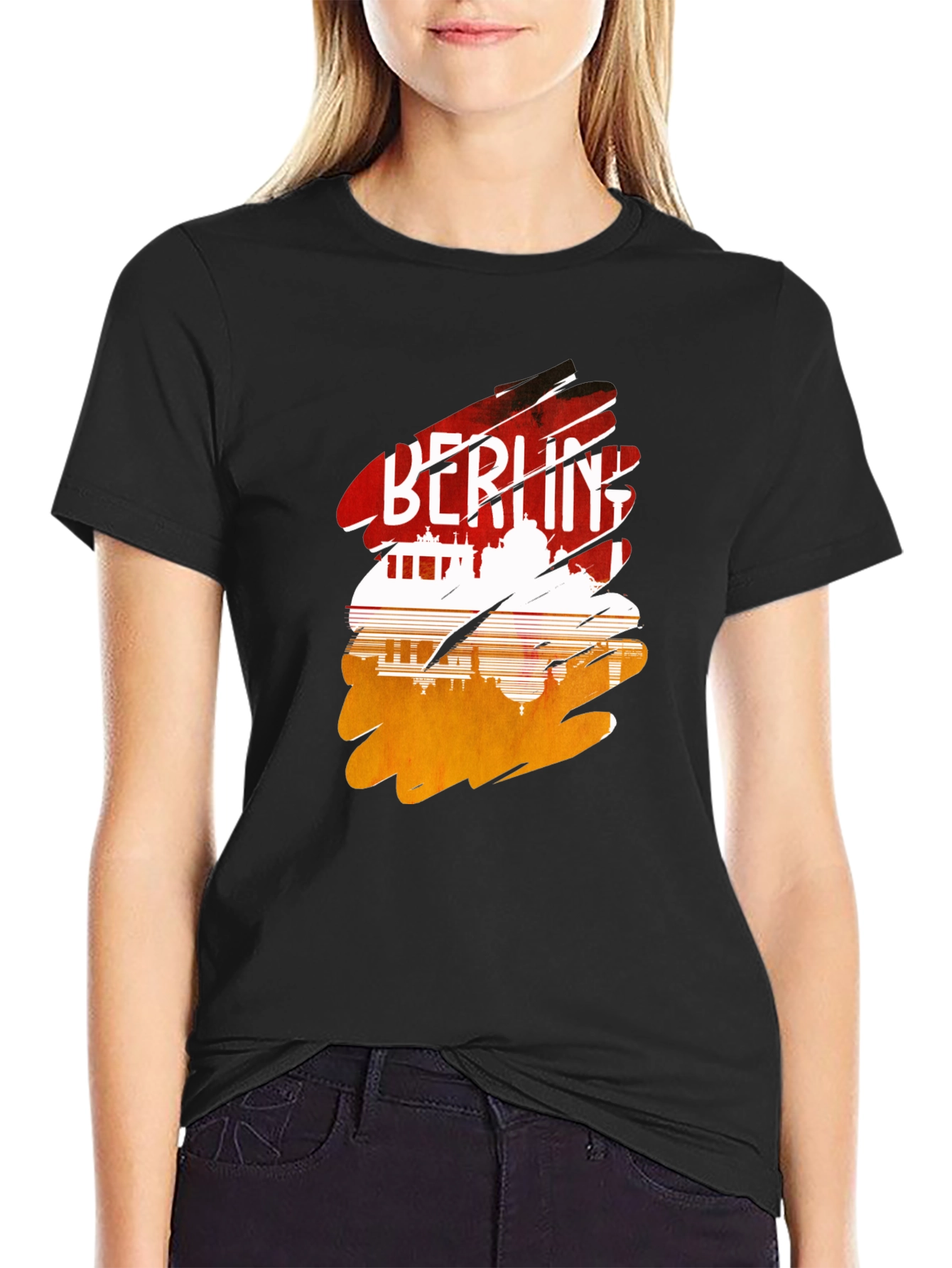 Berlin Skyline Graphic Tee - Urban Style Black T-Shirt